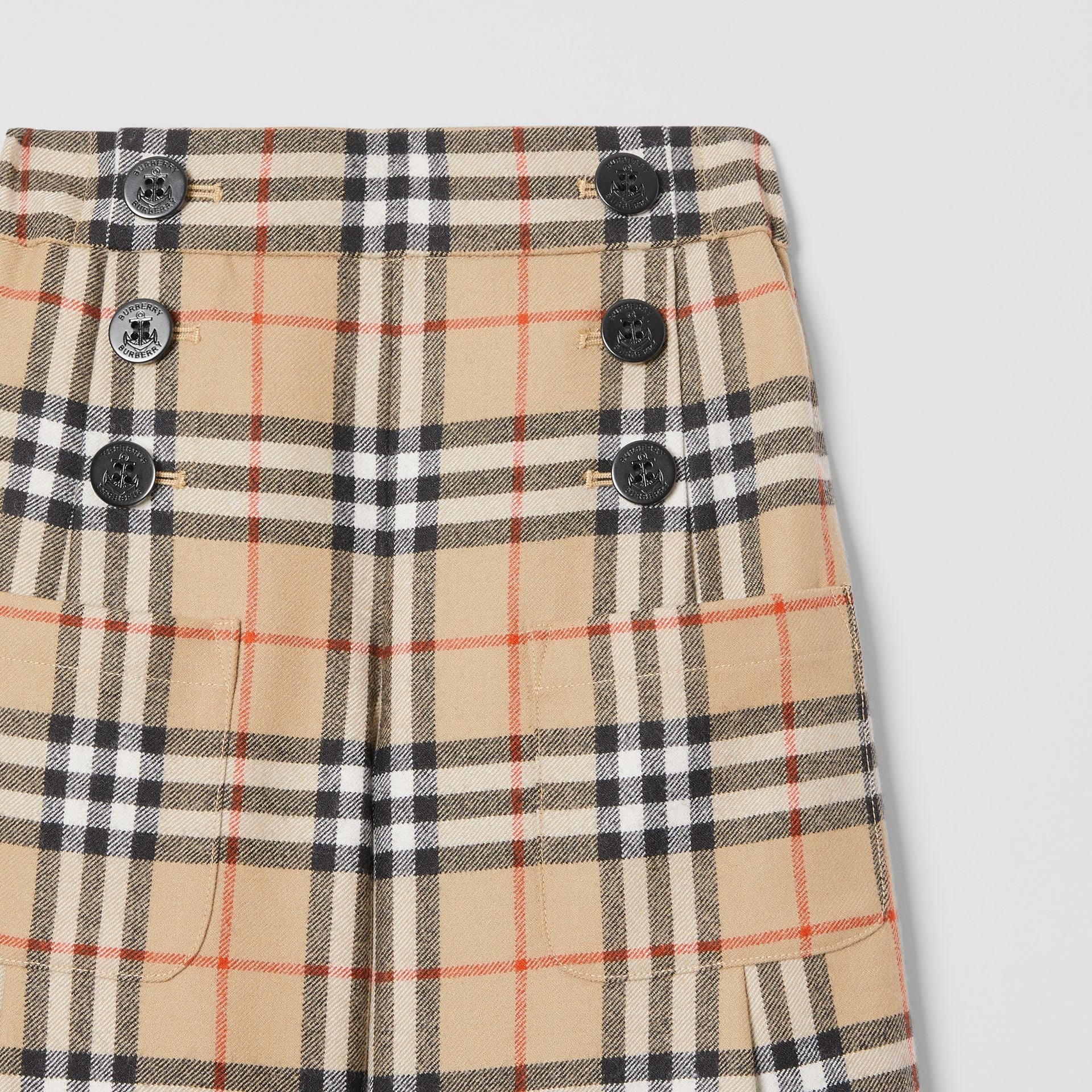 Girls Archive Beige Check Wool Trousers