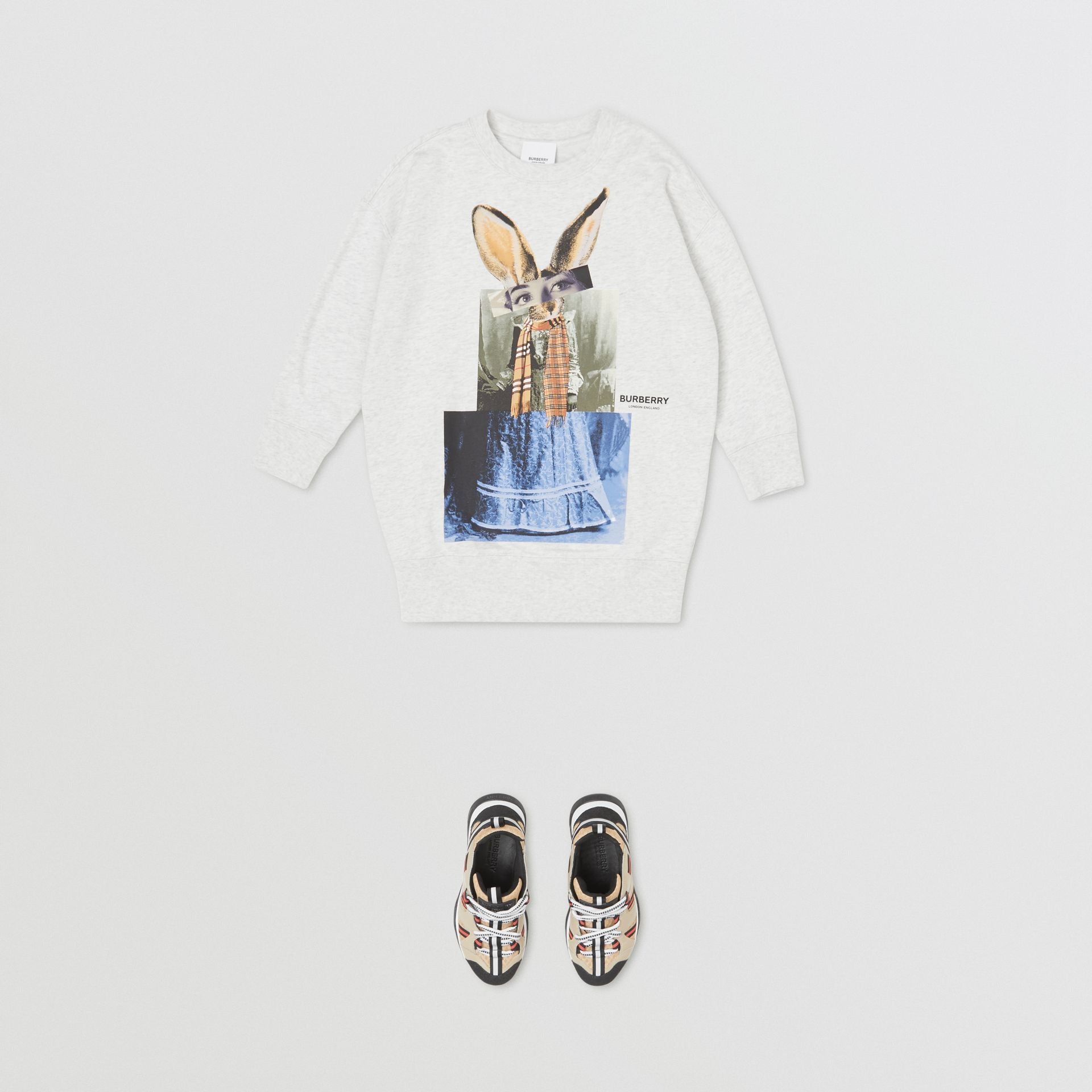 Girls Off-White Printed Cotton Dress