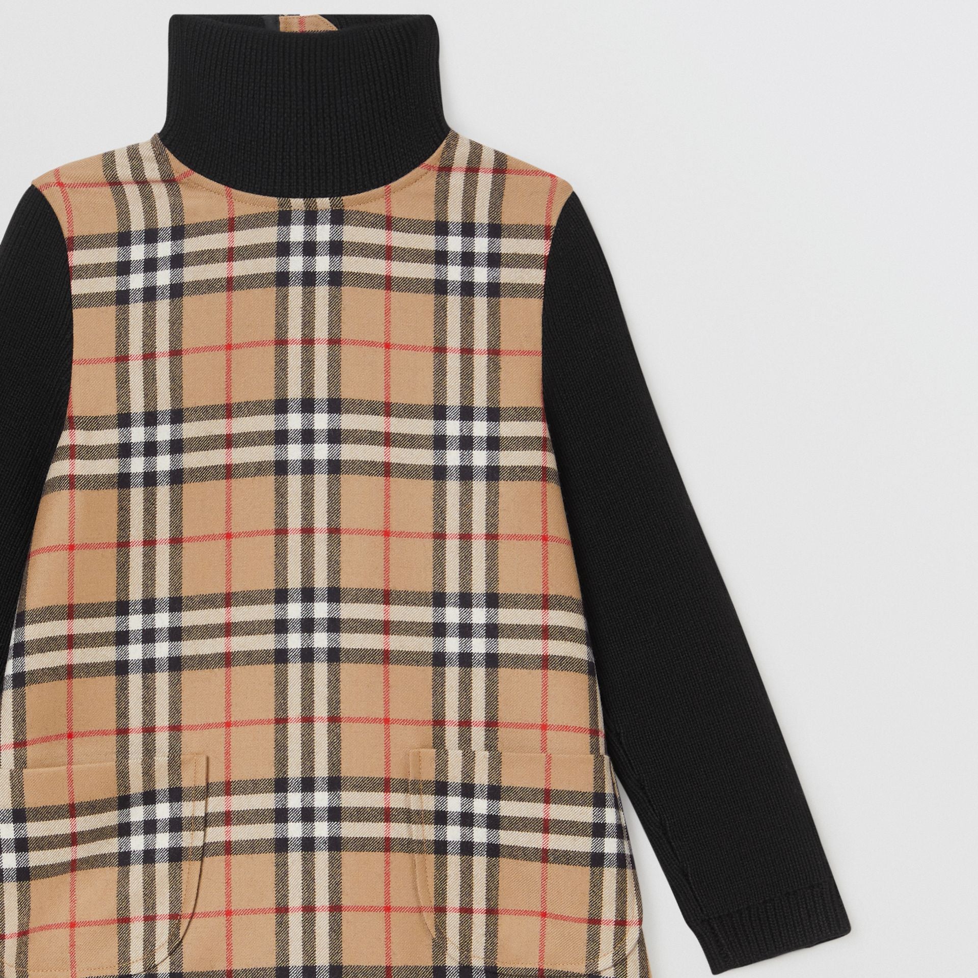Girls Archive Beige Check Wool Dress