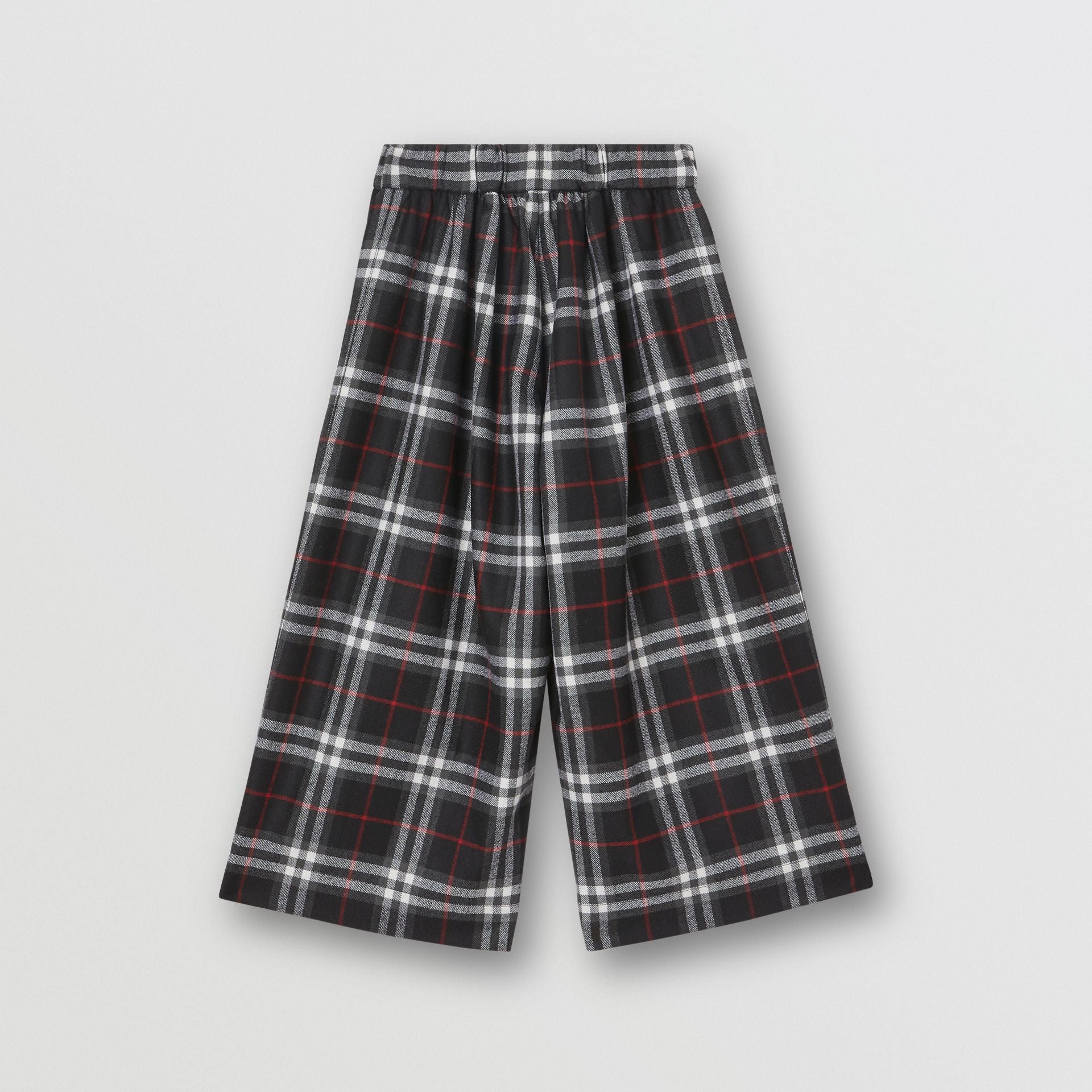 Girls Black Check Virgin Wool Trousers