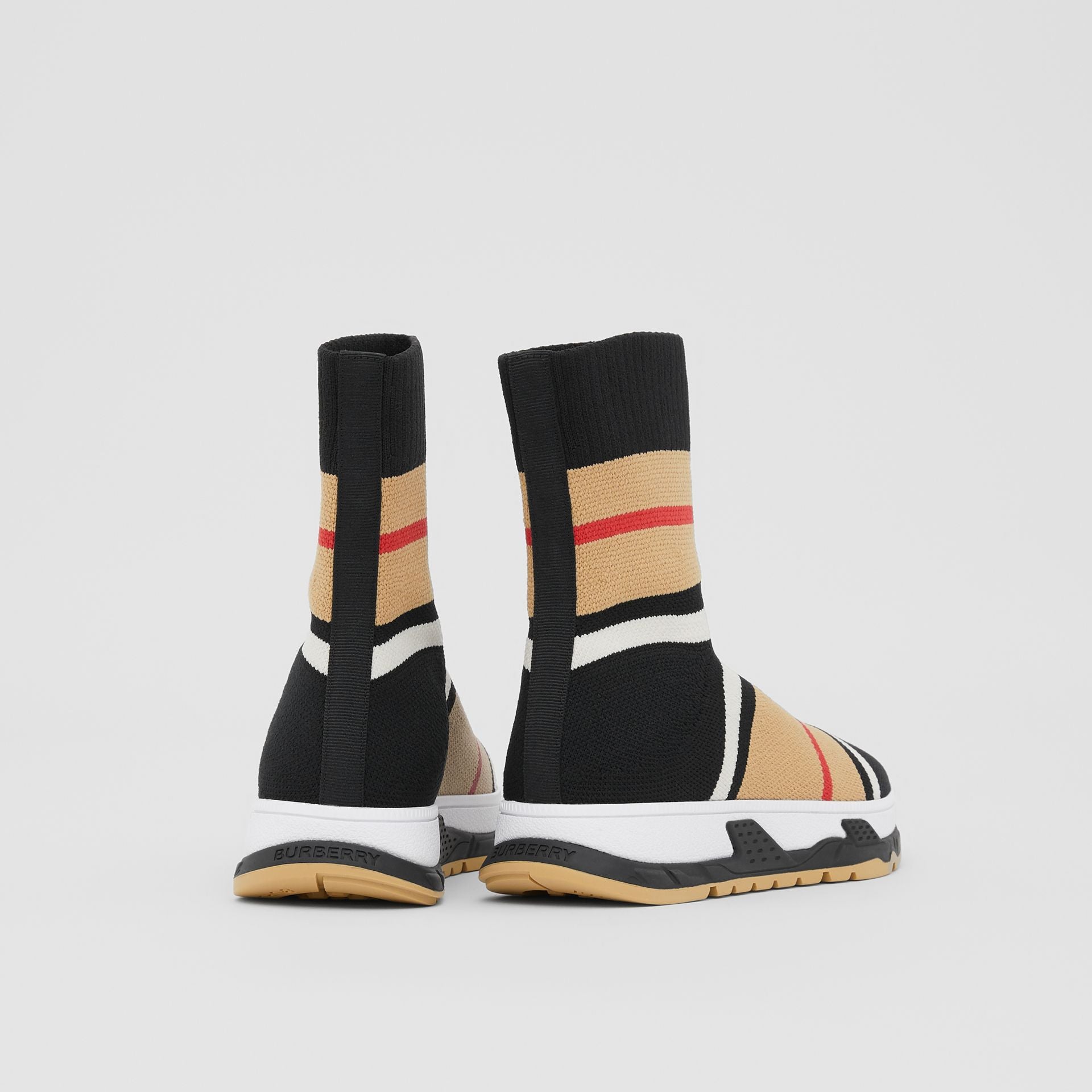 Girls Black Striped Knit Socks Shoes