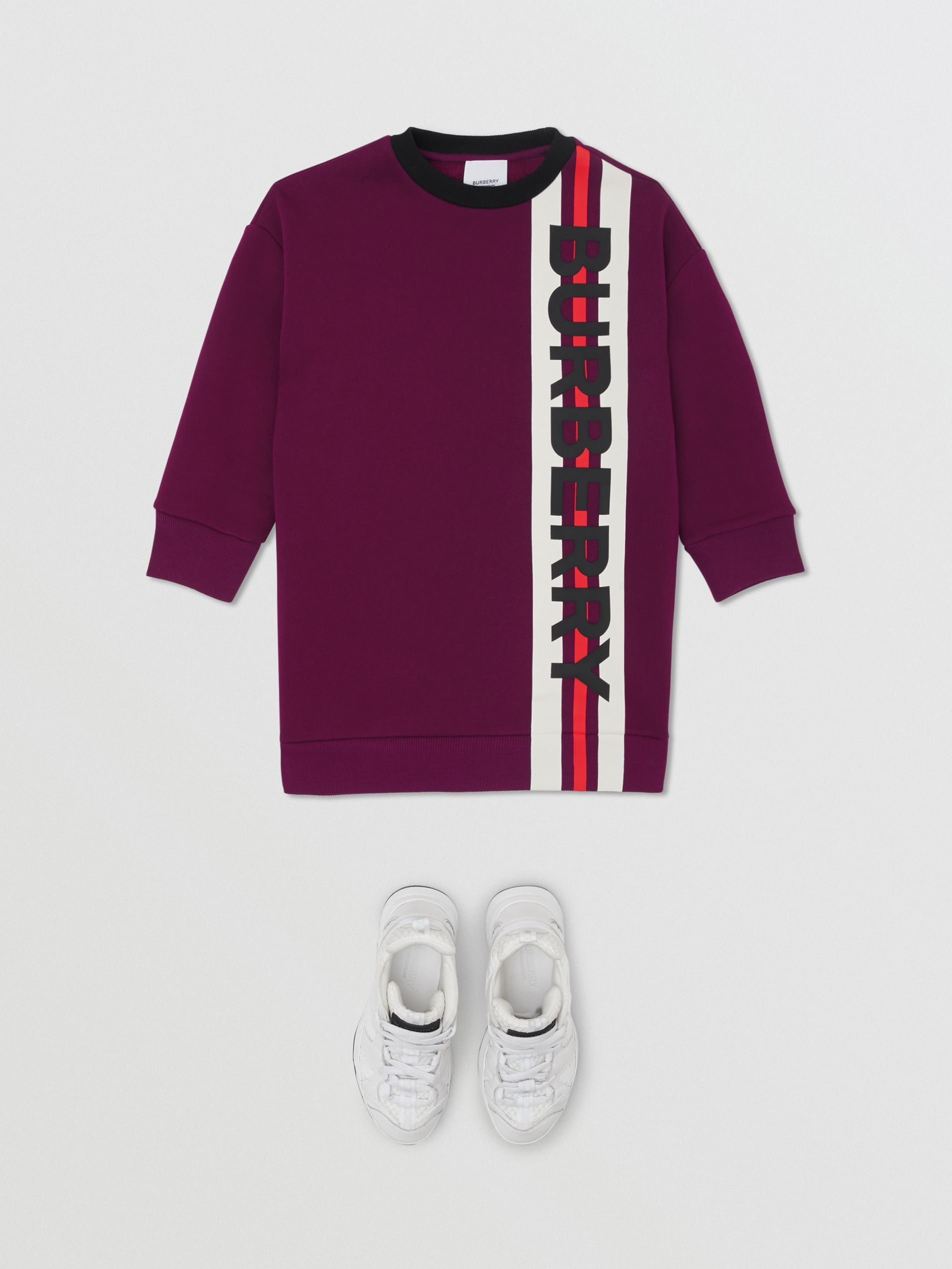 Girls Burgundy Logo Cotton Dress