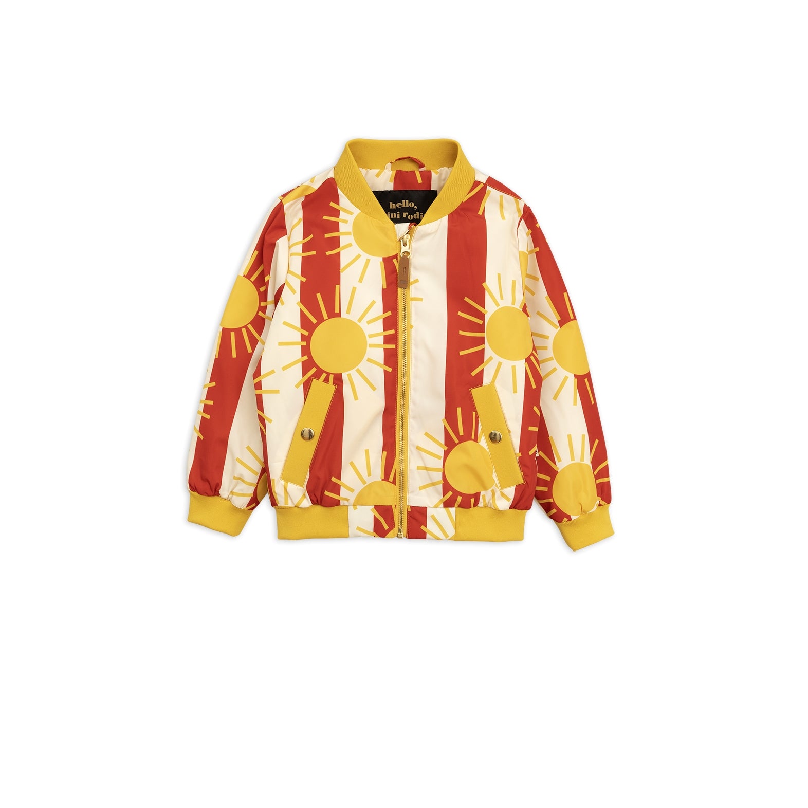 Girls Red Sun Stripe Baseball Jacket