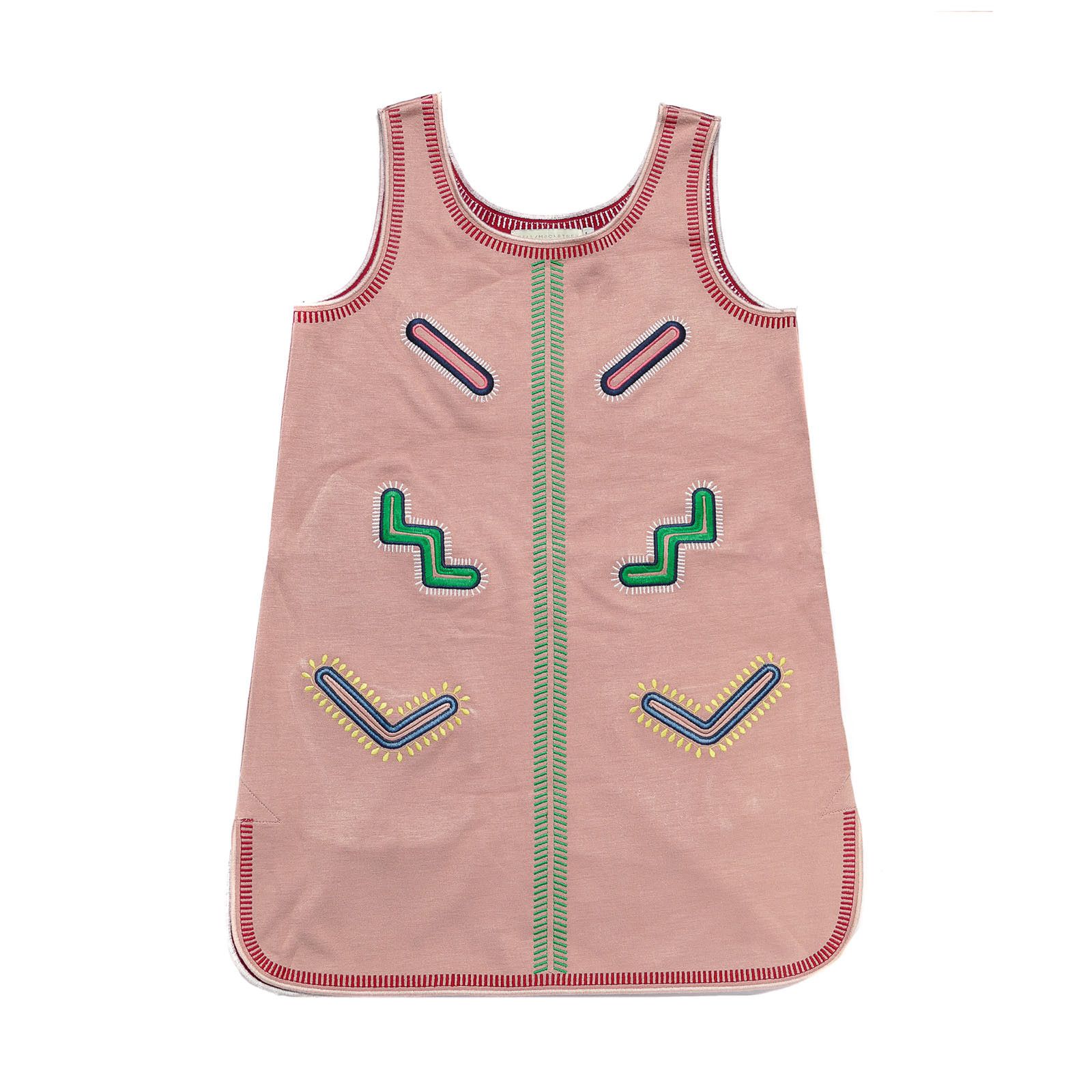 Girls Dark Pink Cotton Jesery Dress With Zig Zag Embroidered Trims - CÉMAROSE | Children's Fashion Store
