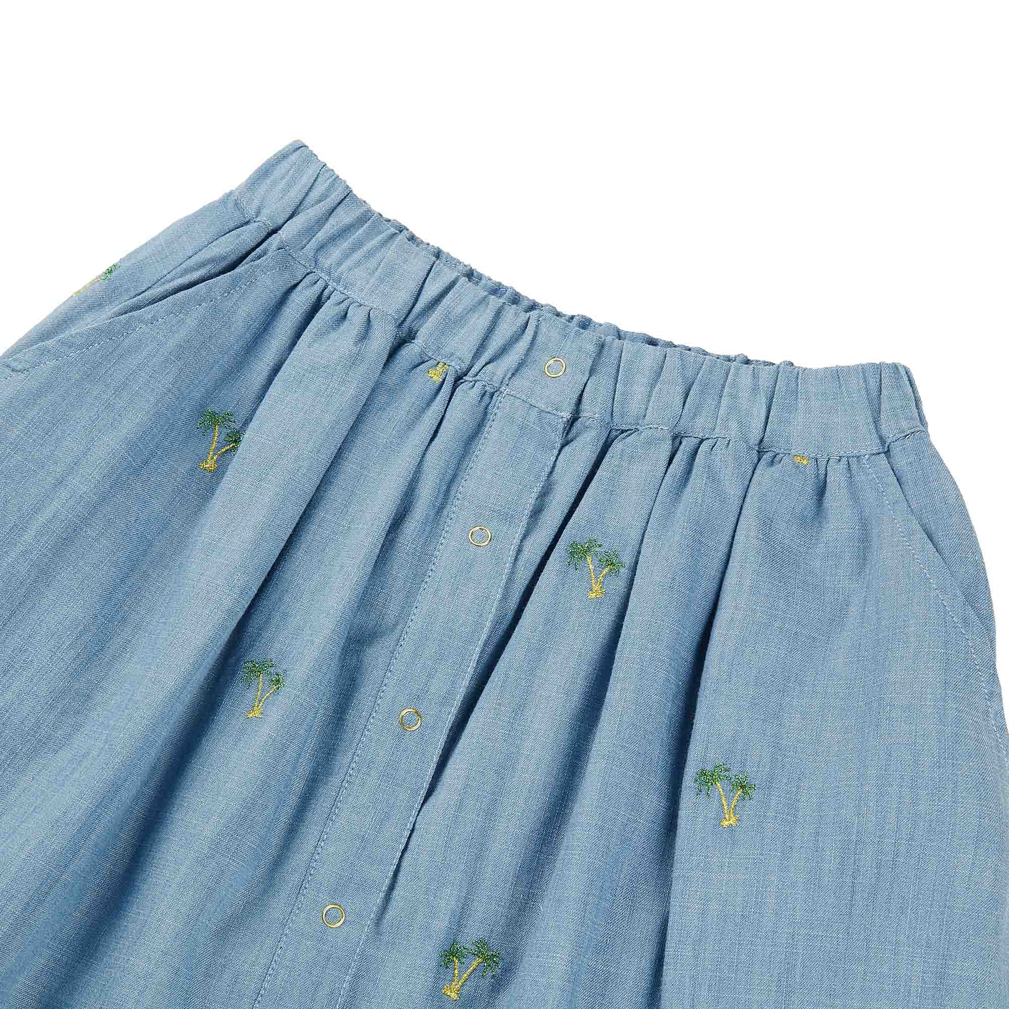 Girls Blue Embroidered Skirt