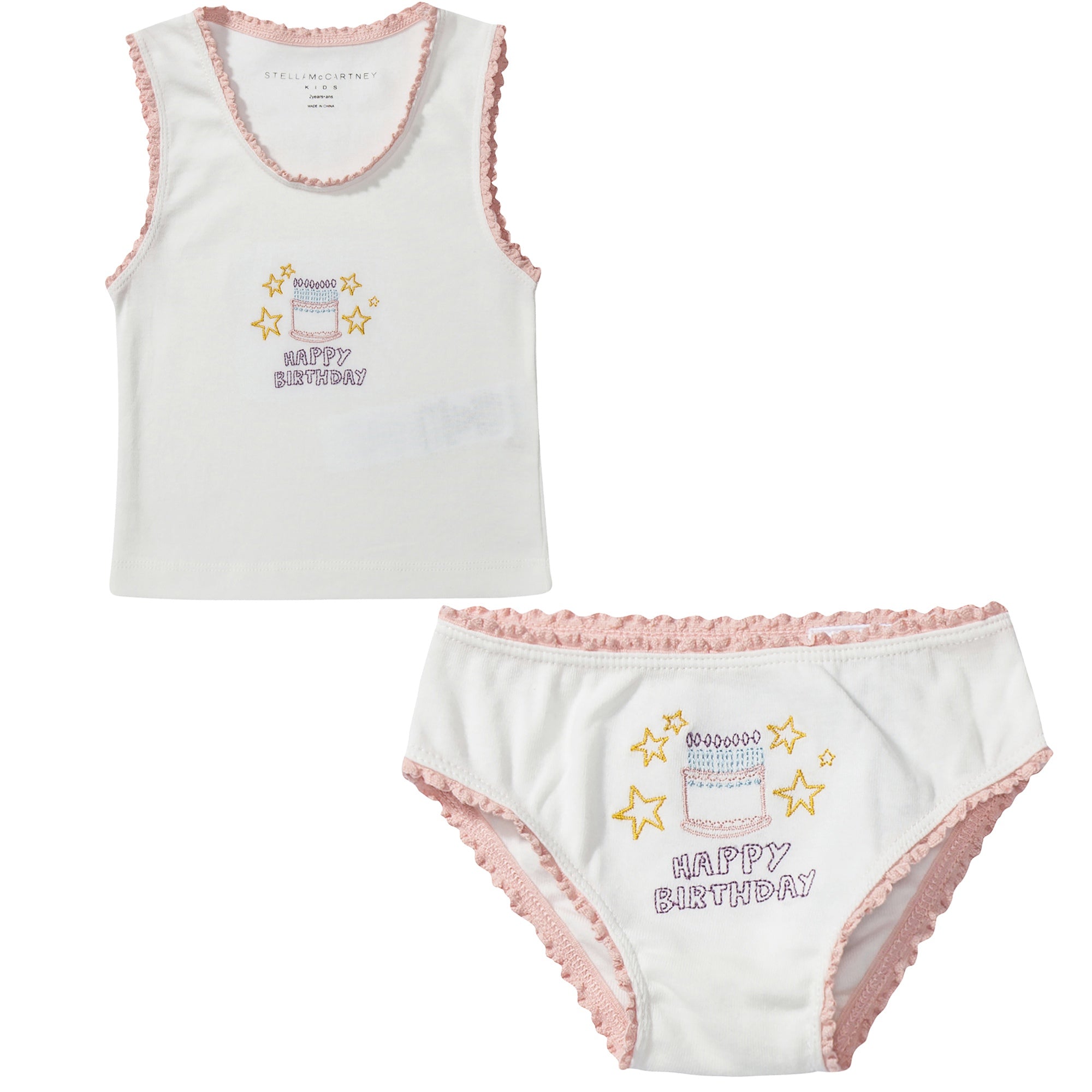 Girls White Organic Cotton Cake  Vests  Gift Set