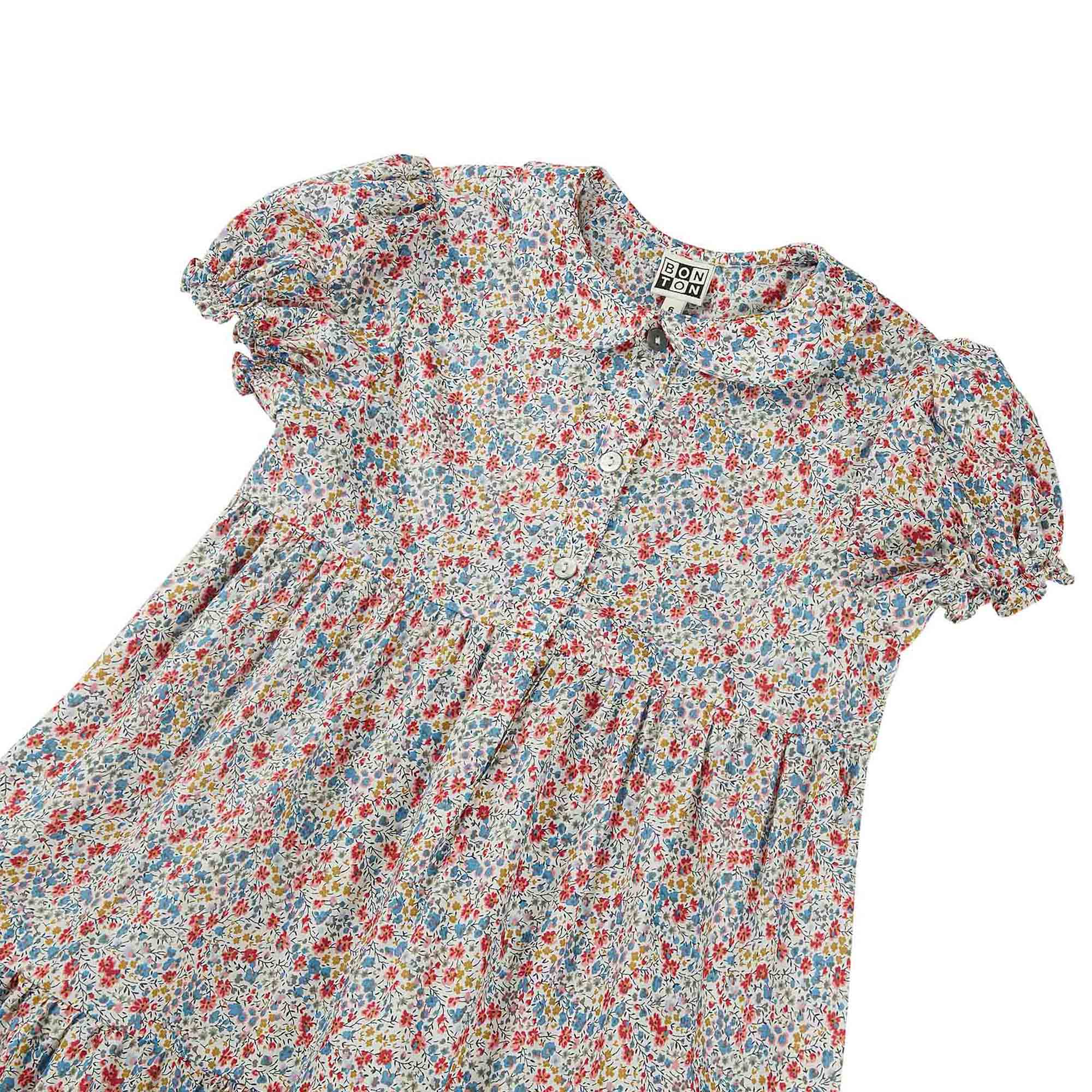 Girls Blue & Red Cotton Dress