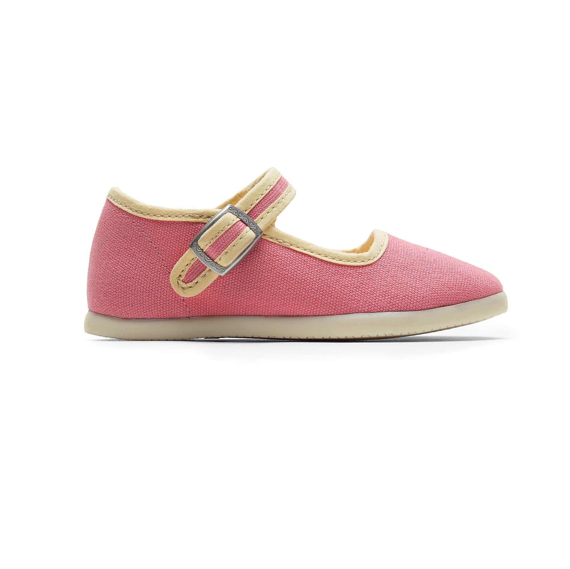 Girls Pink Buckled Cotton Shoes