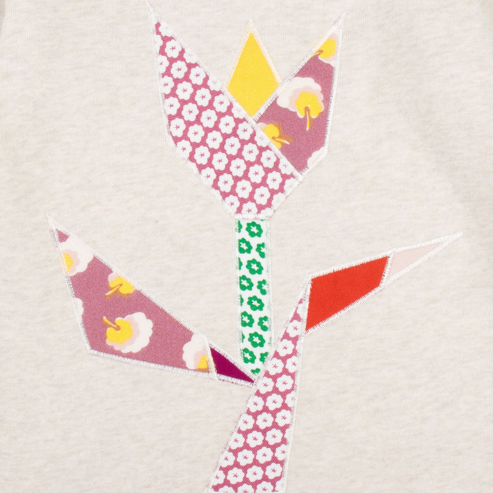 Betty Girls Grey Cotton Jersey Sweatshirt With Multicolor Flower Logo - CÉMAROSE | Children's Fashion Store - 3