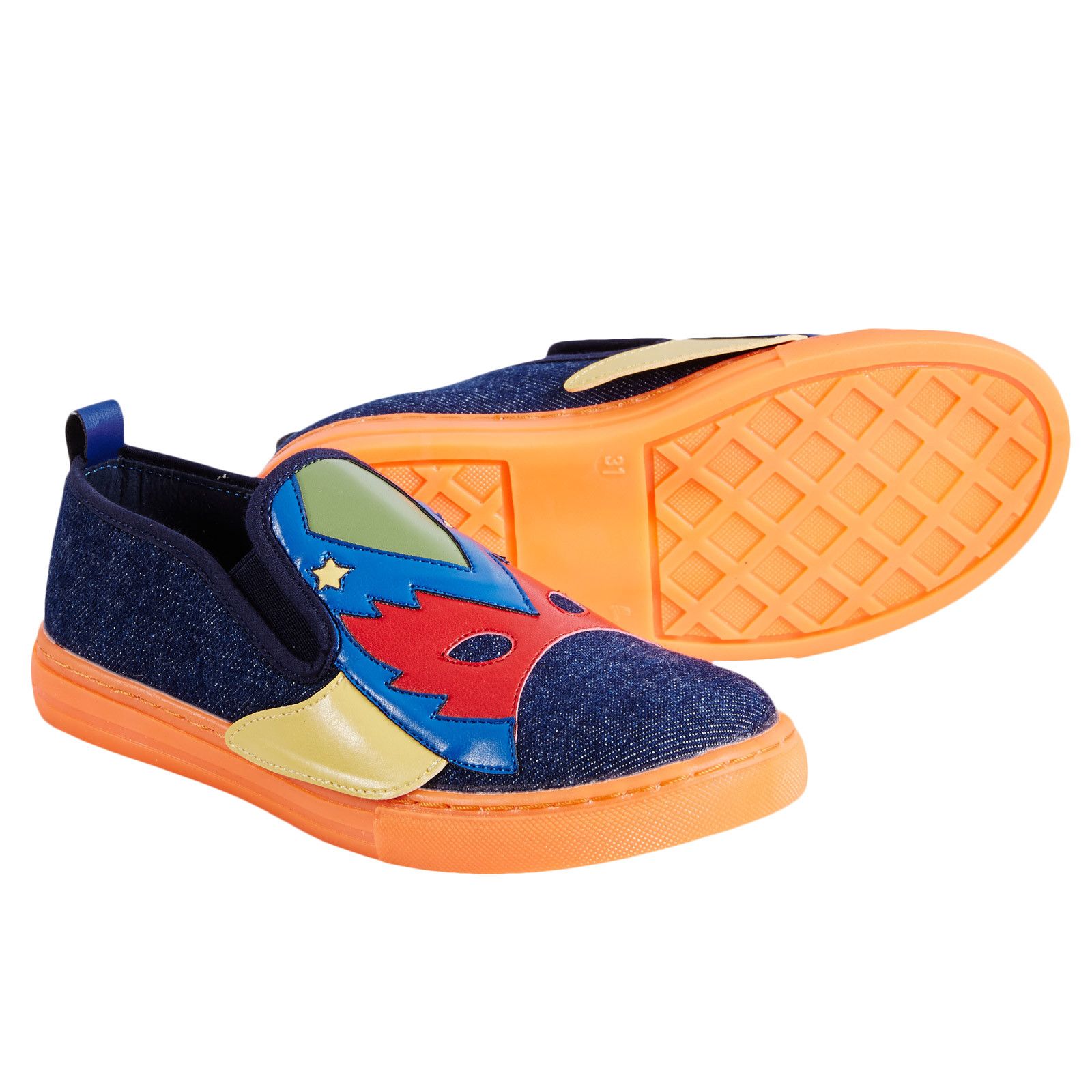 Leo Boys Multicolor Super Heroes Printed Denim Trainers - CÉMAROSE | Children's Fashion Store - 3