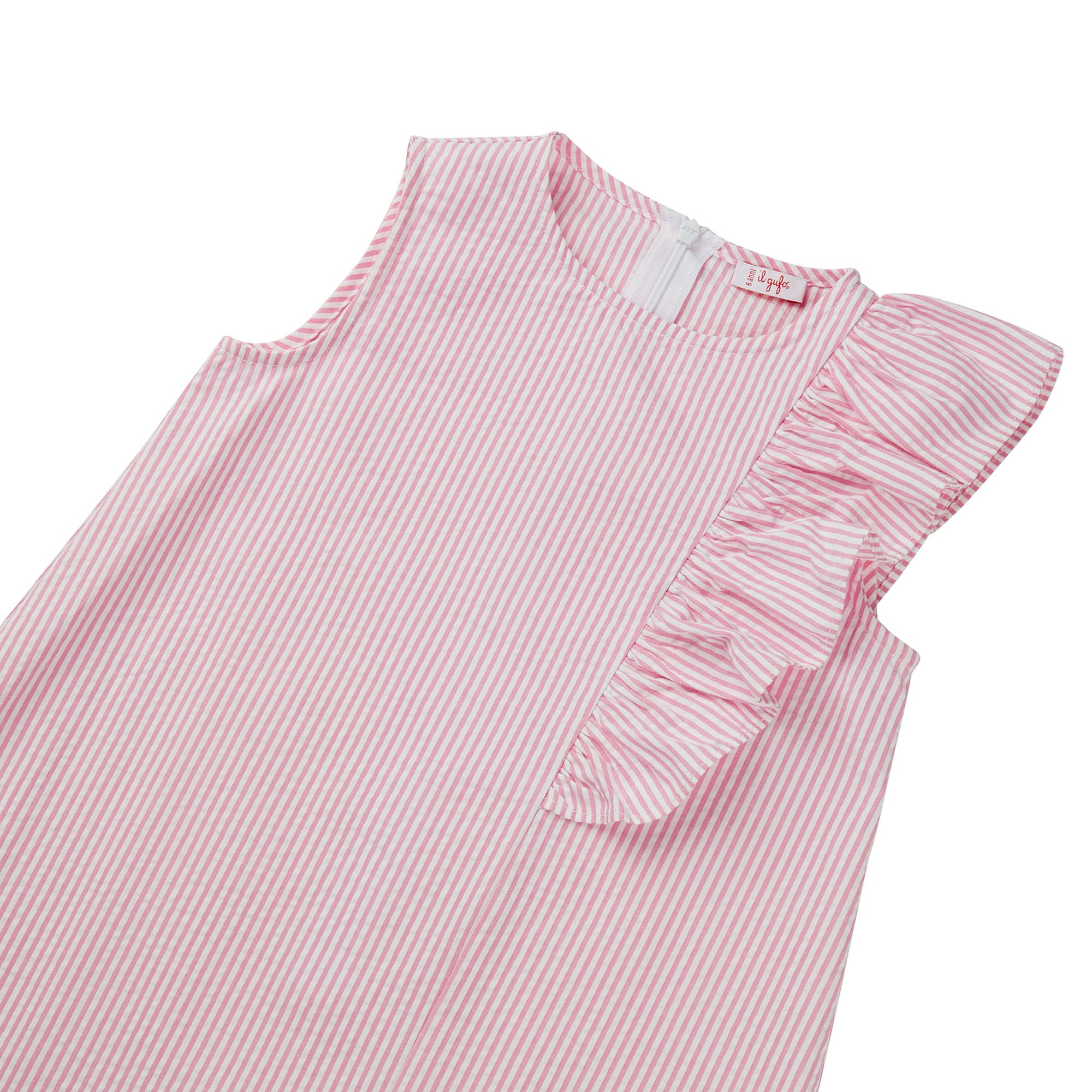 Girls Pink Striped Cotton Dress