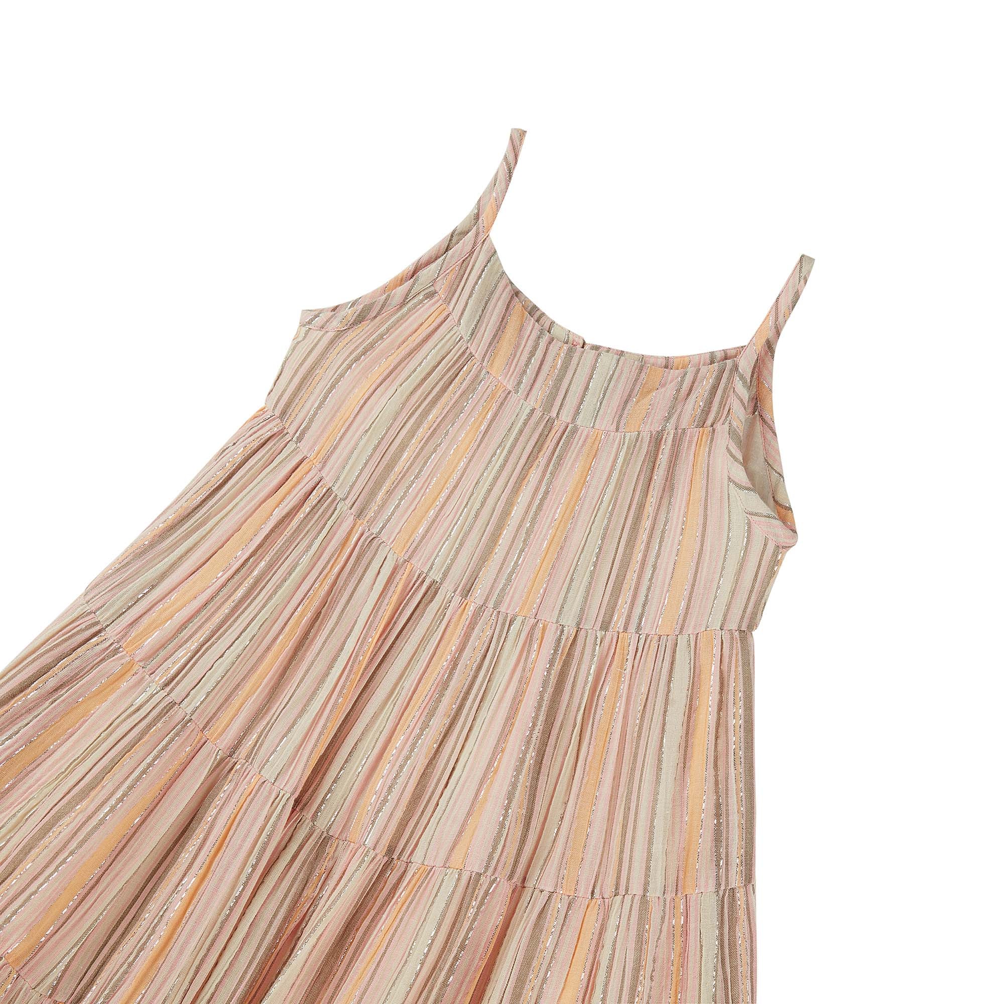 Girls Pink & Brown Cotton Dress