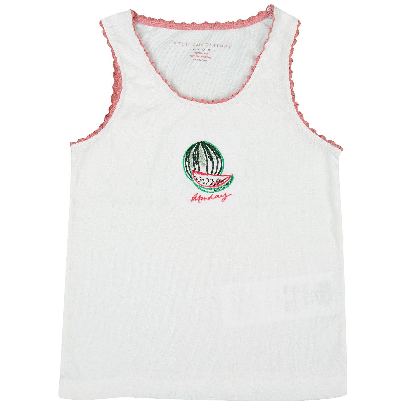 Clementina Girls 7 Pack White Organic Cotton Vests Gift Set With Fruit Print - CÉMAROSE | Children's Fashion Store - 3