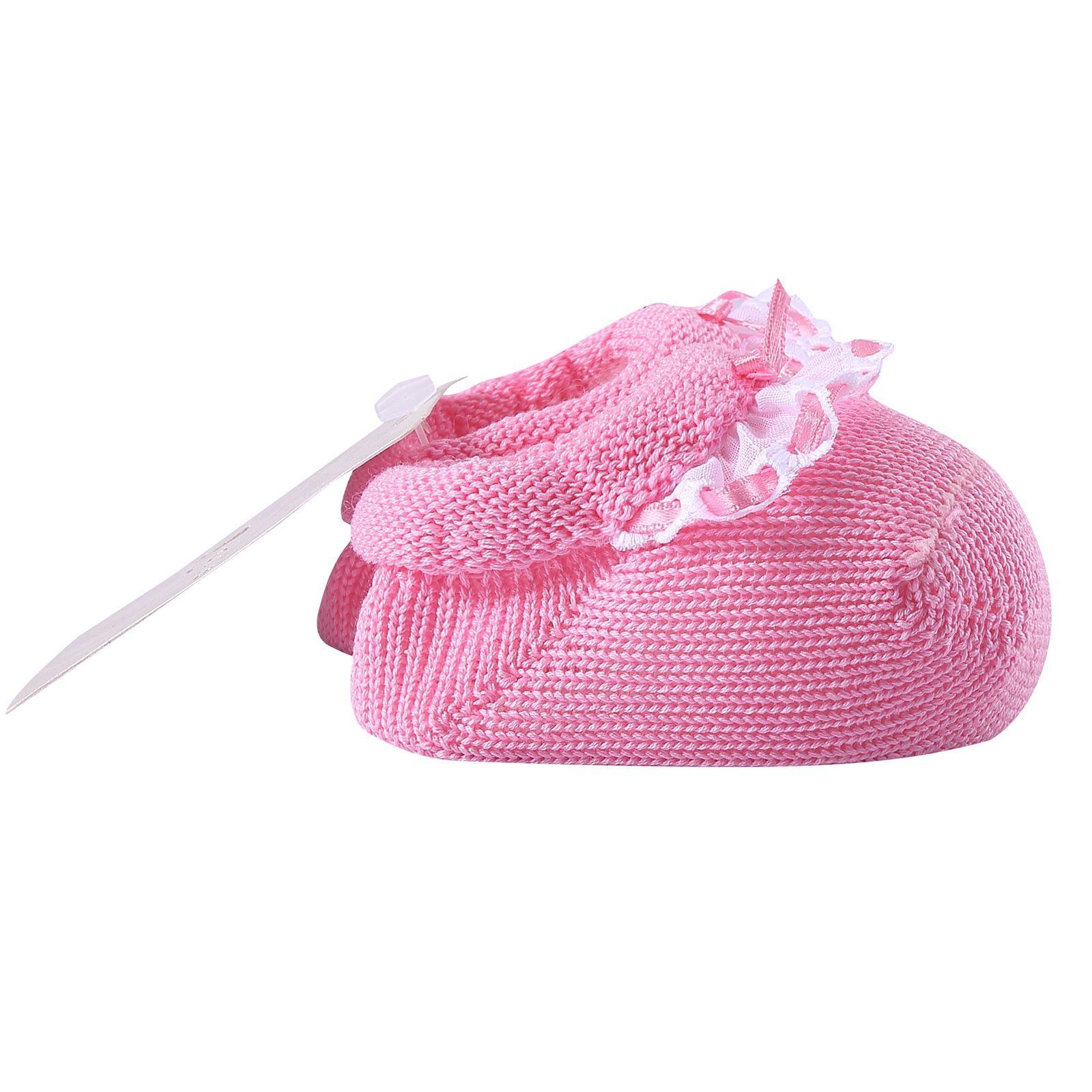 Baby Pink Lace Trims Knitted Cotton Shoes - CÉMAROSE | Children's Fashion Store - 3