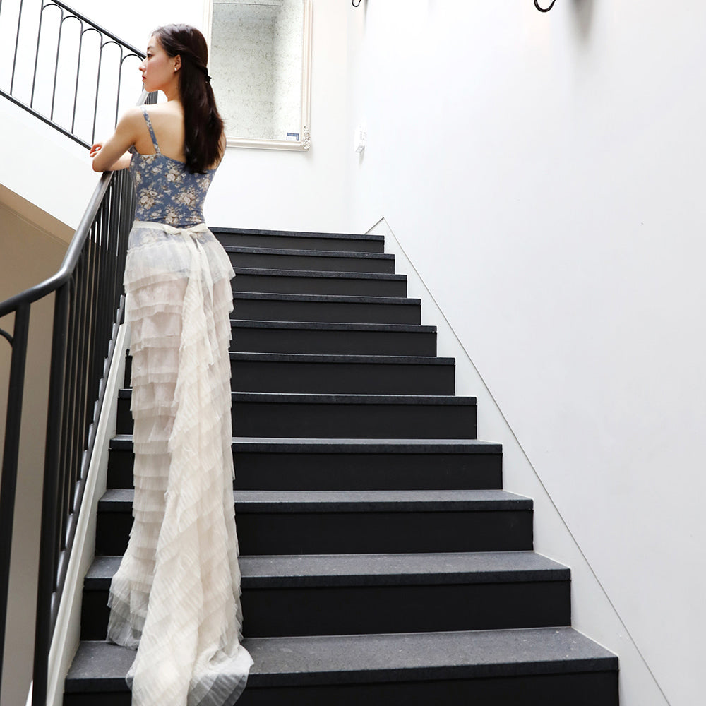 Girls Blue Floral Ballet Onesies