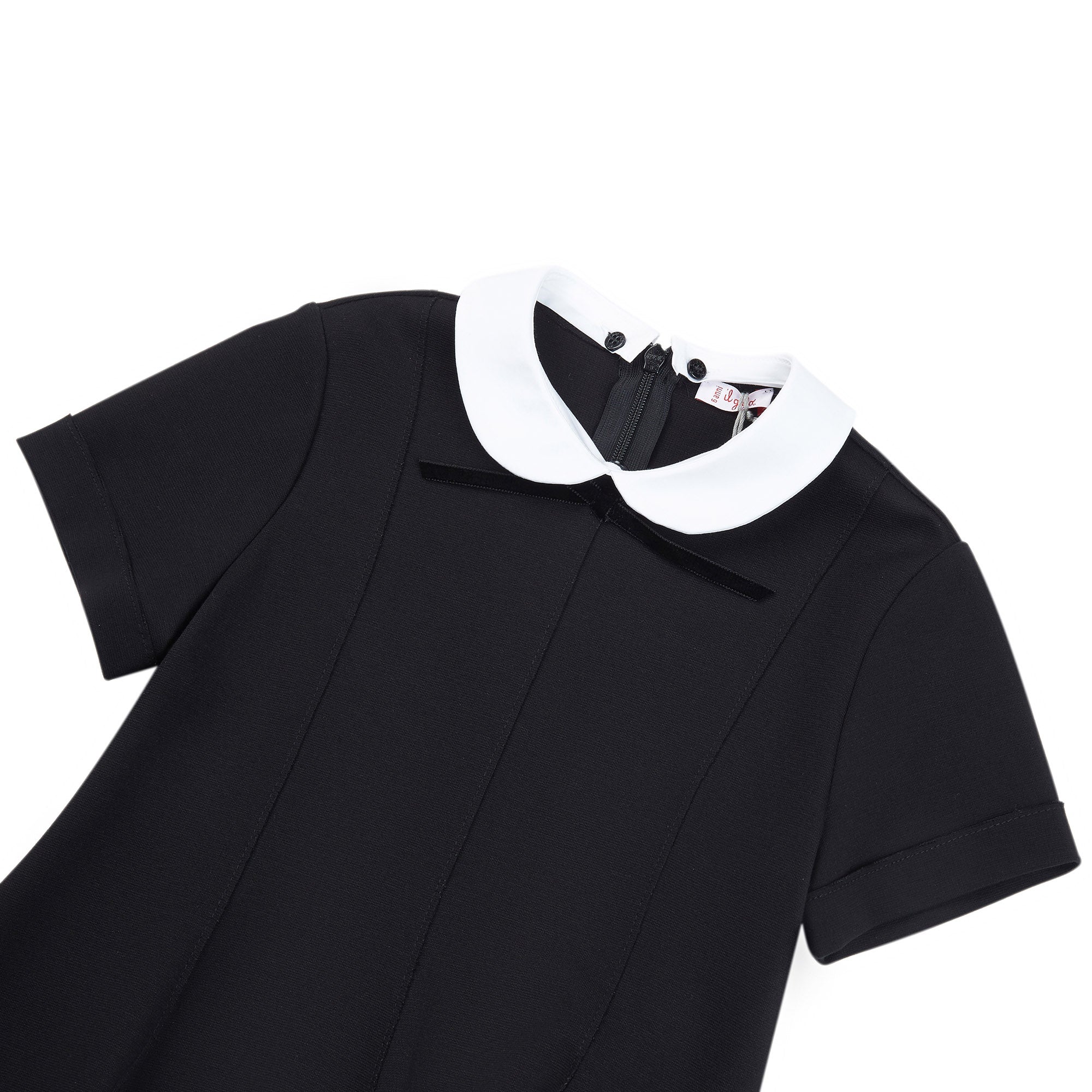 Girls Black & White Collar Dress