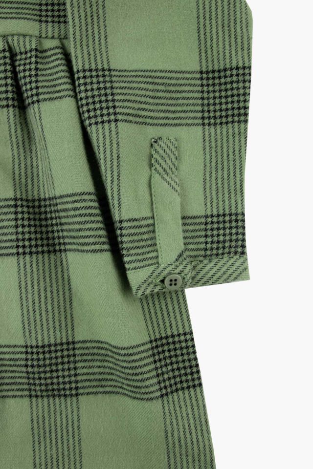 Girls Green Check Cotton Dress