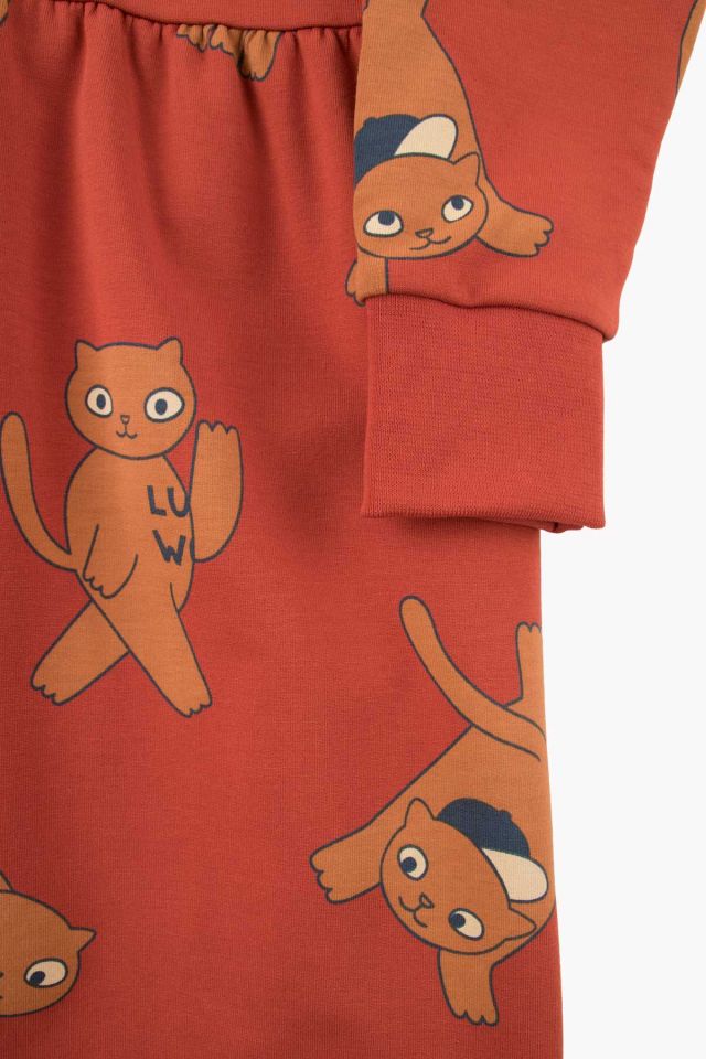 Girls Dark Brown Printing Cotton Dress