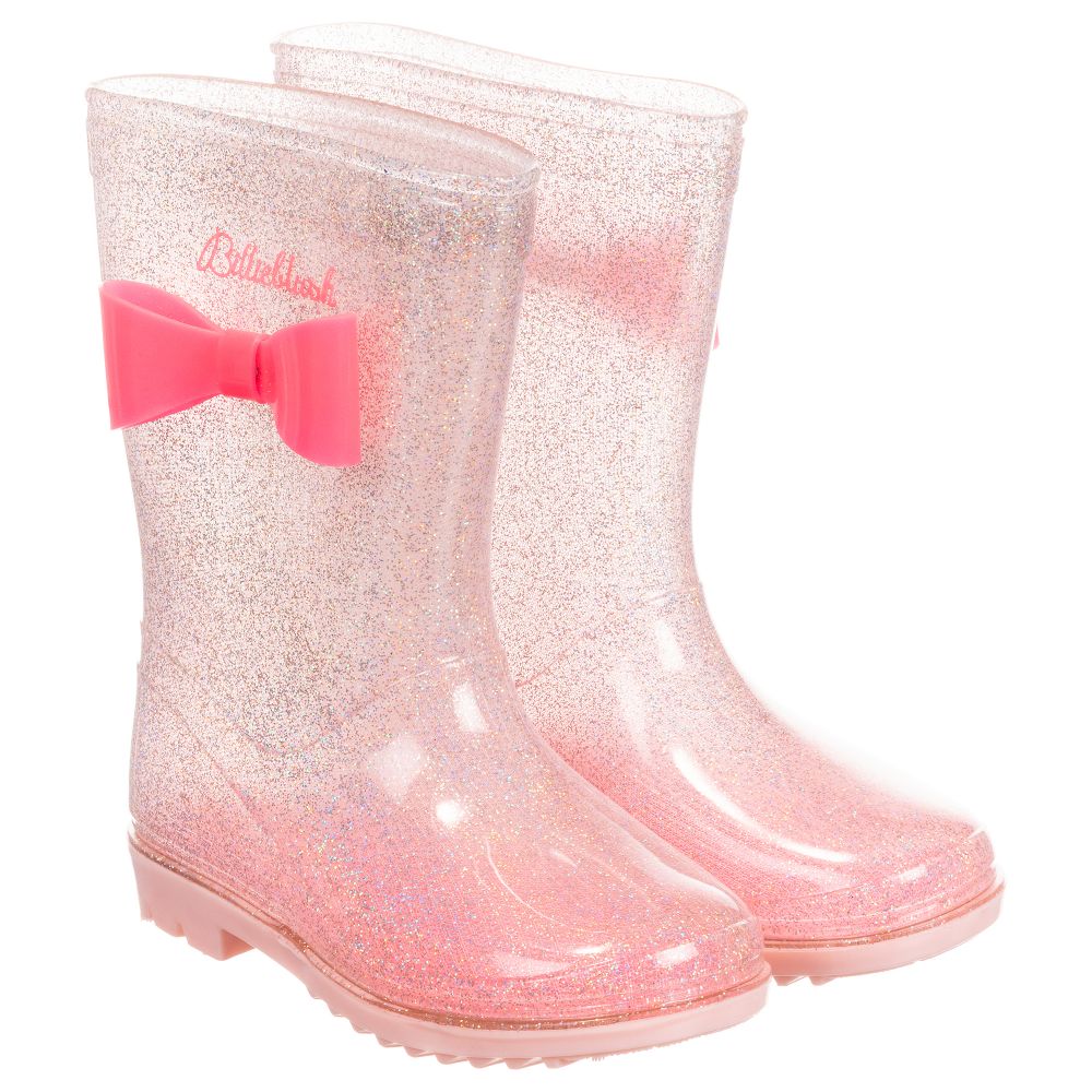 Girls Pink Glitter Rain Boots