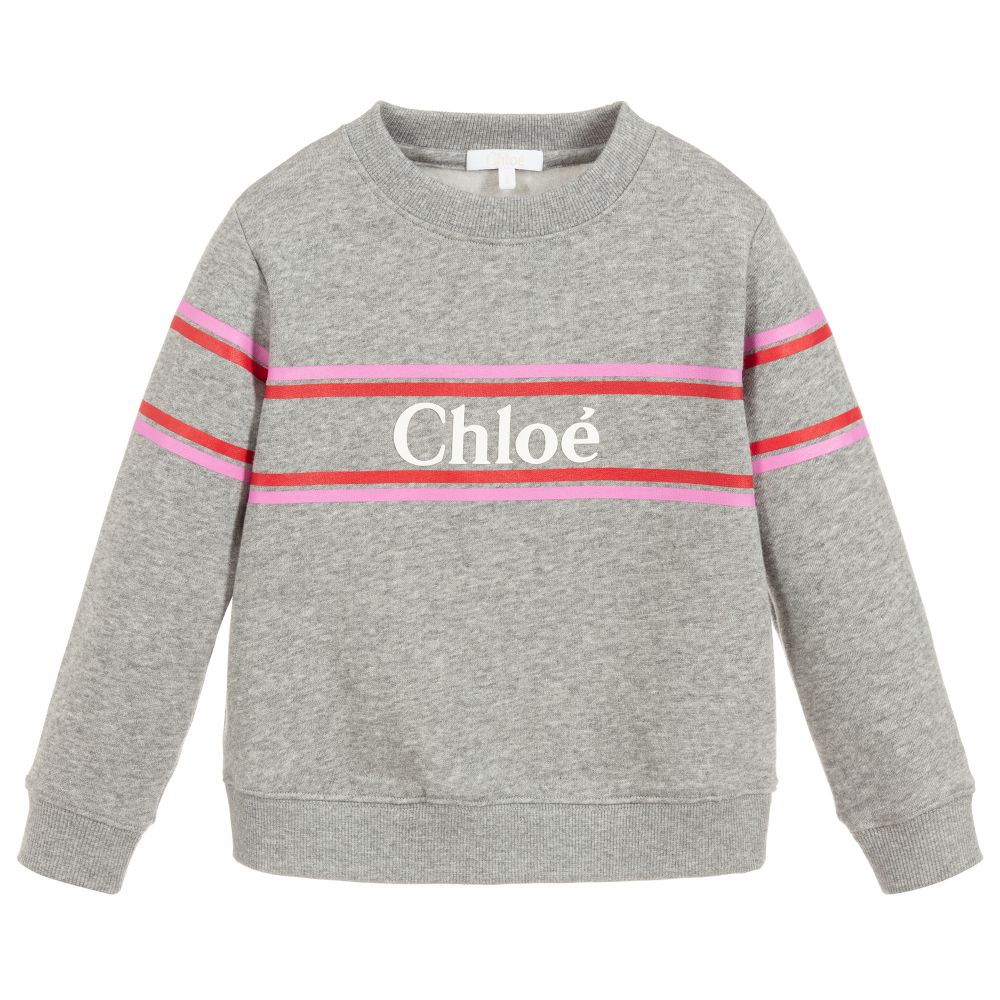 Girls Grey Logo Cotton Sweatshirt