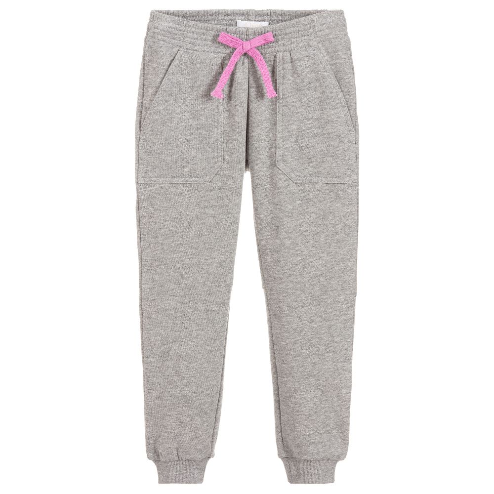Girls Grey Drawstring Cotton Trousers