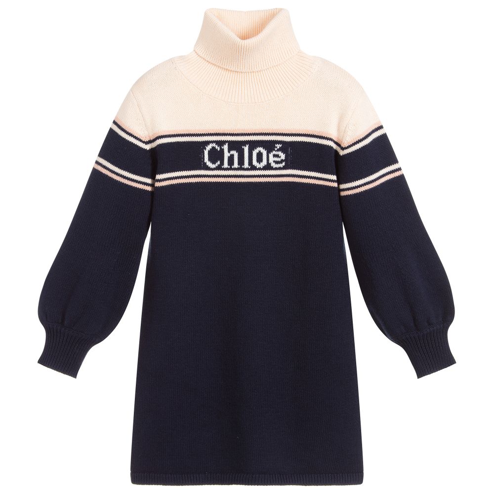 Girls Blue Logo Cotton Dress