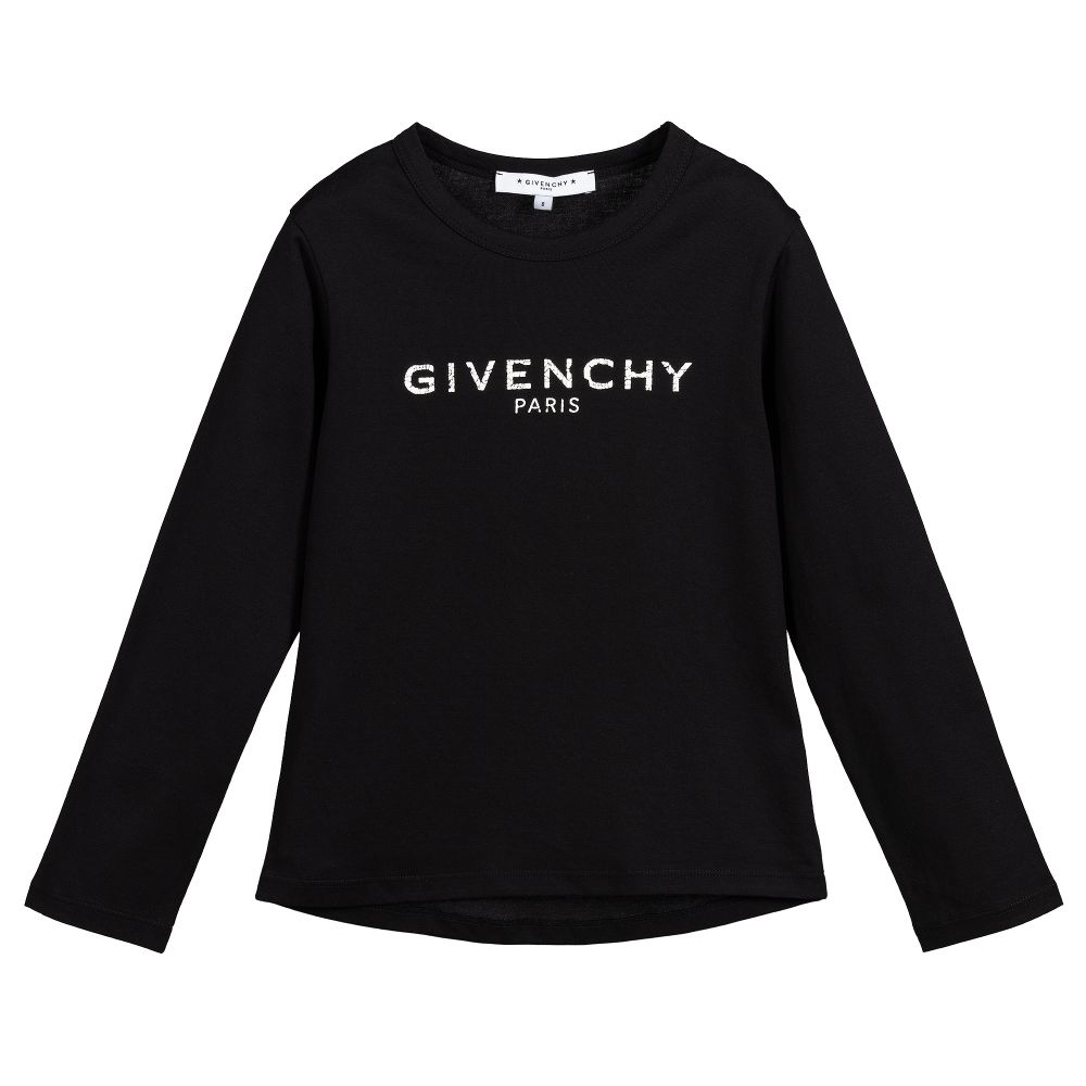 Girls Black Logo Cotton T-shirt