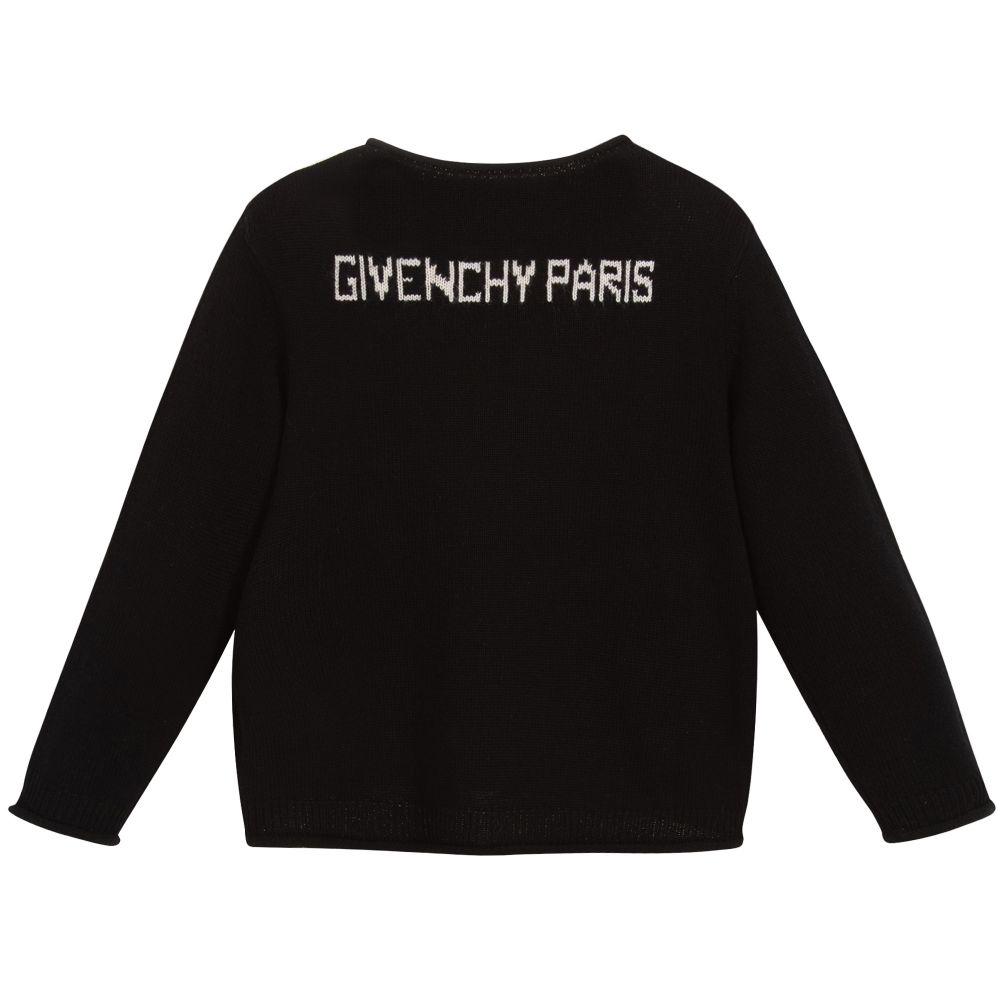 Girls Black Pattern Wool Sweater