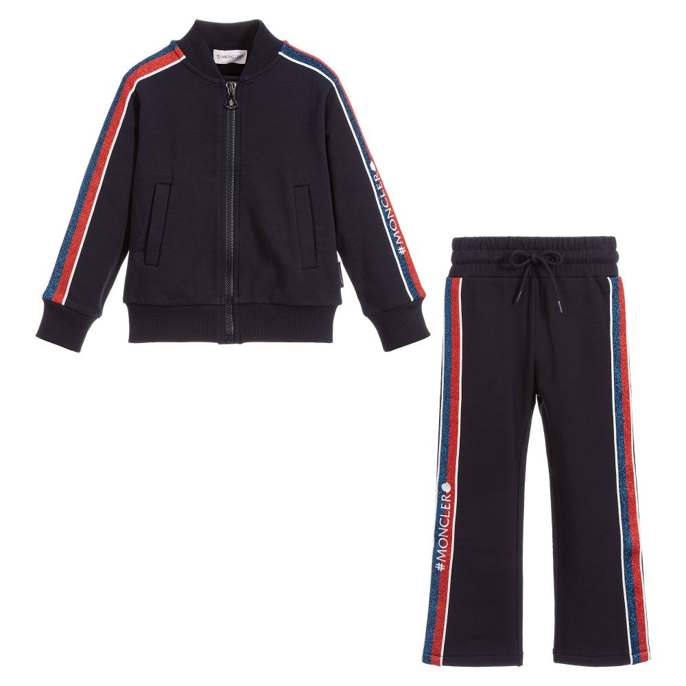 Girls Blue Logo Cotton Tracksuit