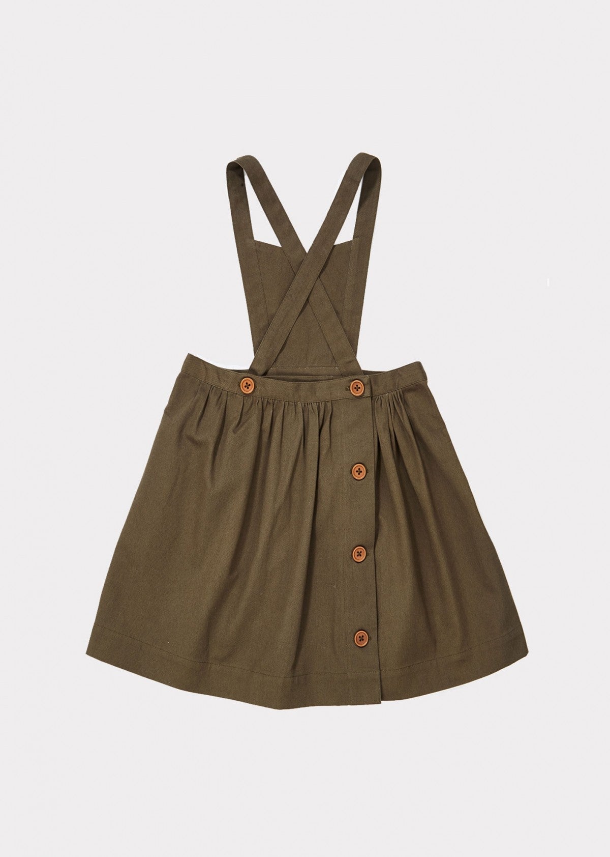 Girls Dark Green Cotton Strap Skirt