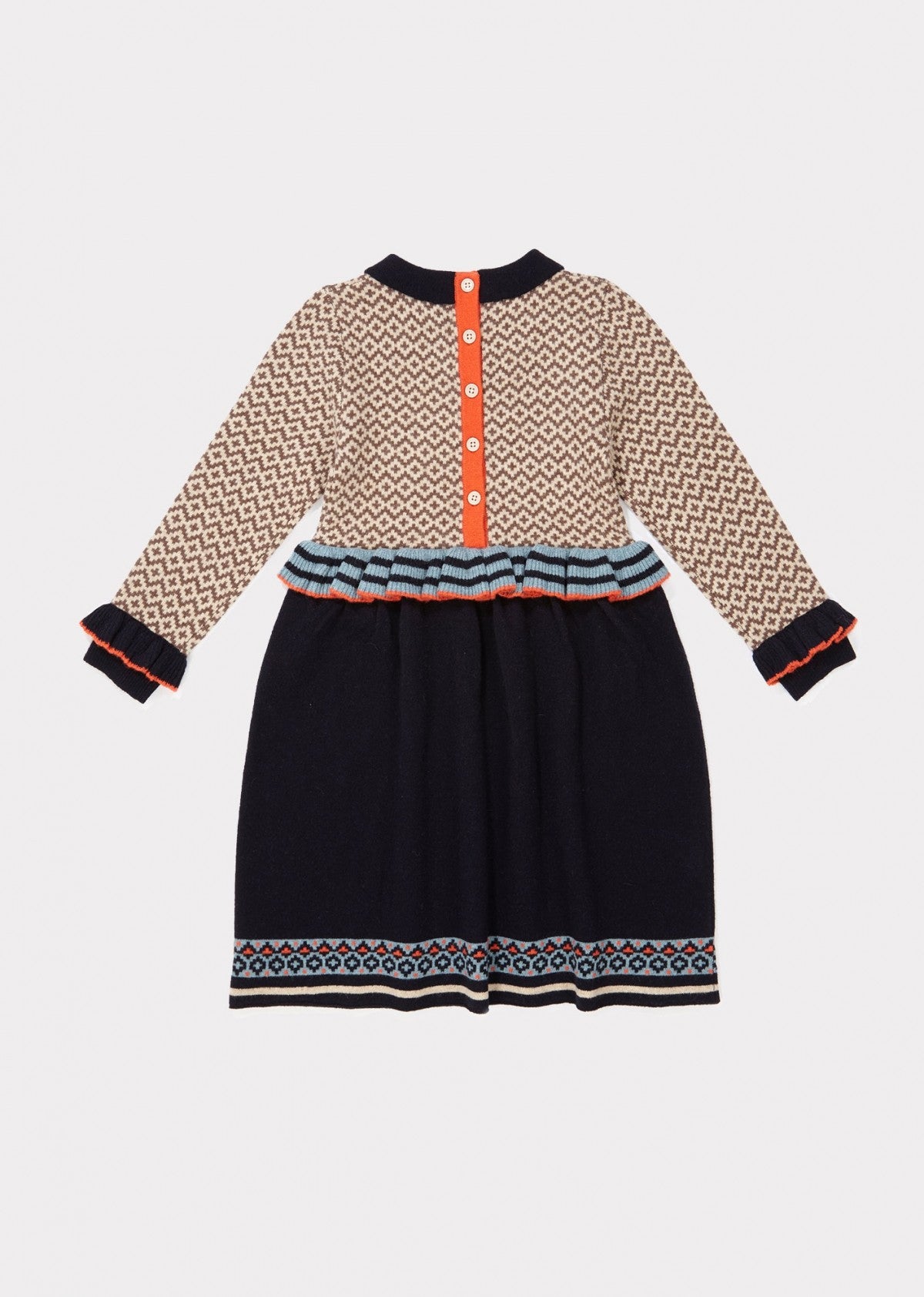 Girls Navy Waist Wool Dress