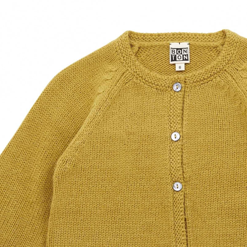Girls Yellow Wool Cardigan