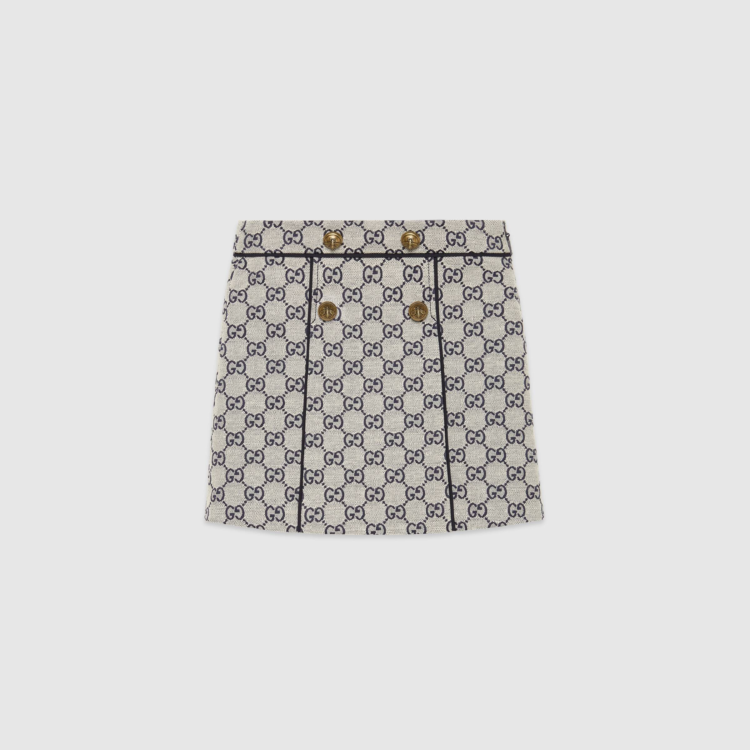 Girls Beige GG Cotton Skirt