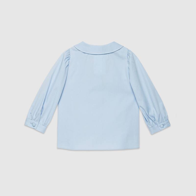 Baby Girls Light Blue Embroidered Cotton Shirt