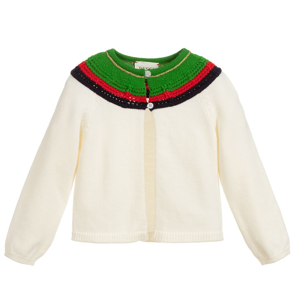 Baby Girls White Wool Cardigan