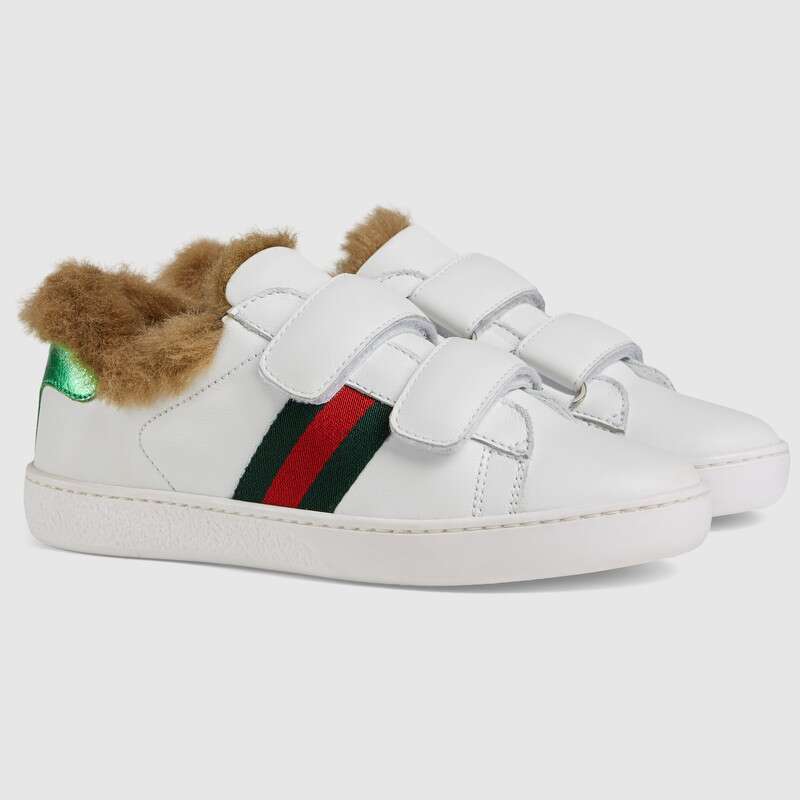 Boys & Girls White Striped Leather Shoes