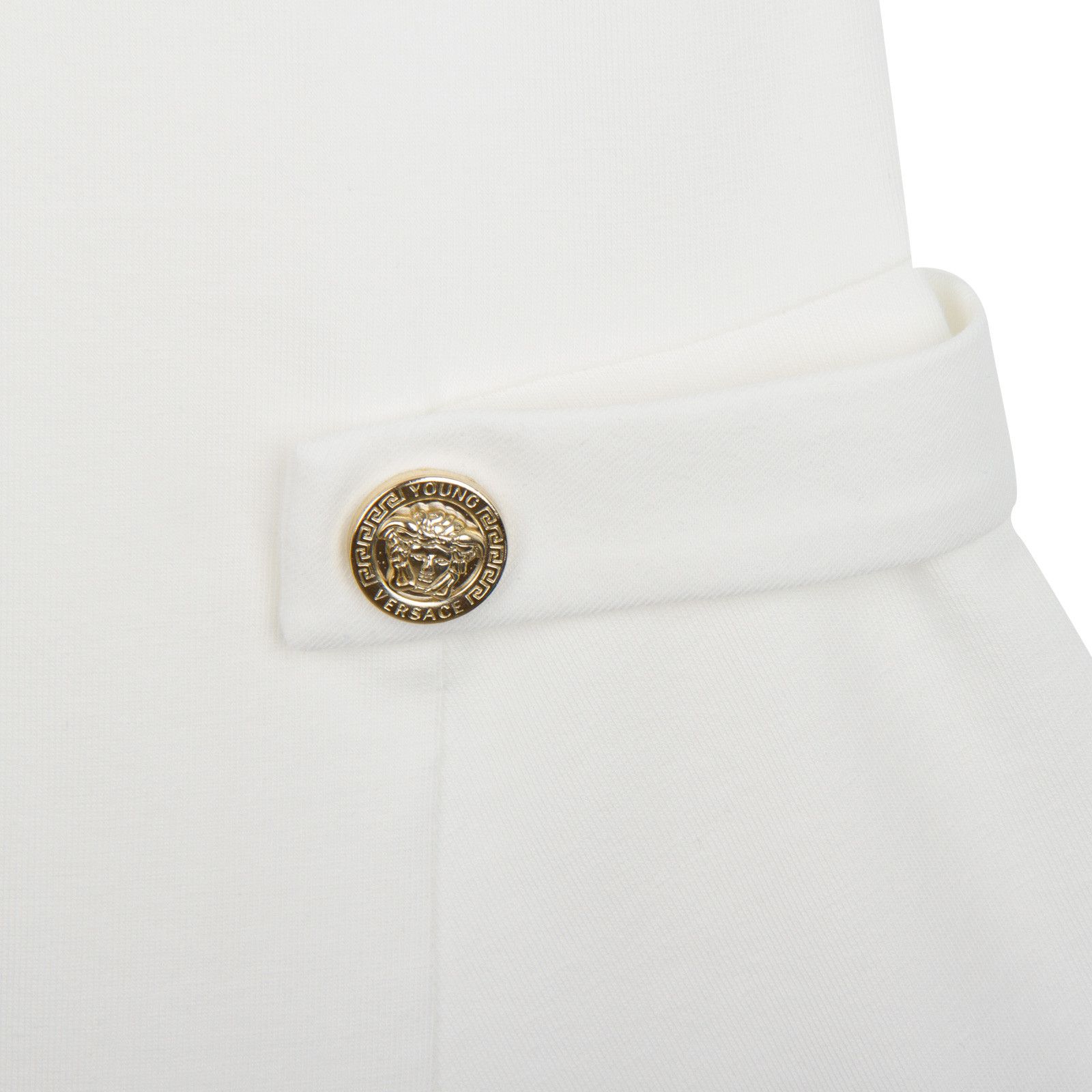 Girls White Dropped Waist Dress Gold With Versace Brand Logo - CÉMAROSE | Children's Fashion Store - 4