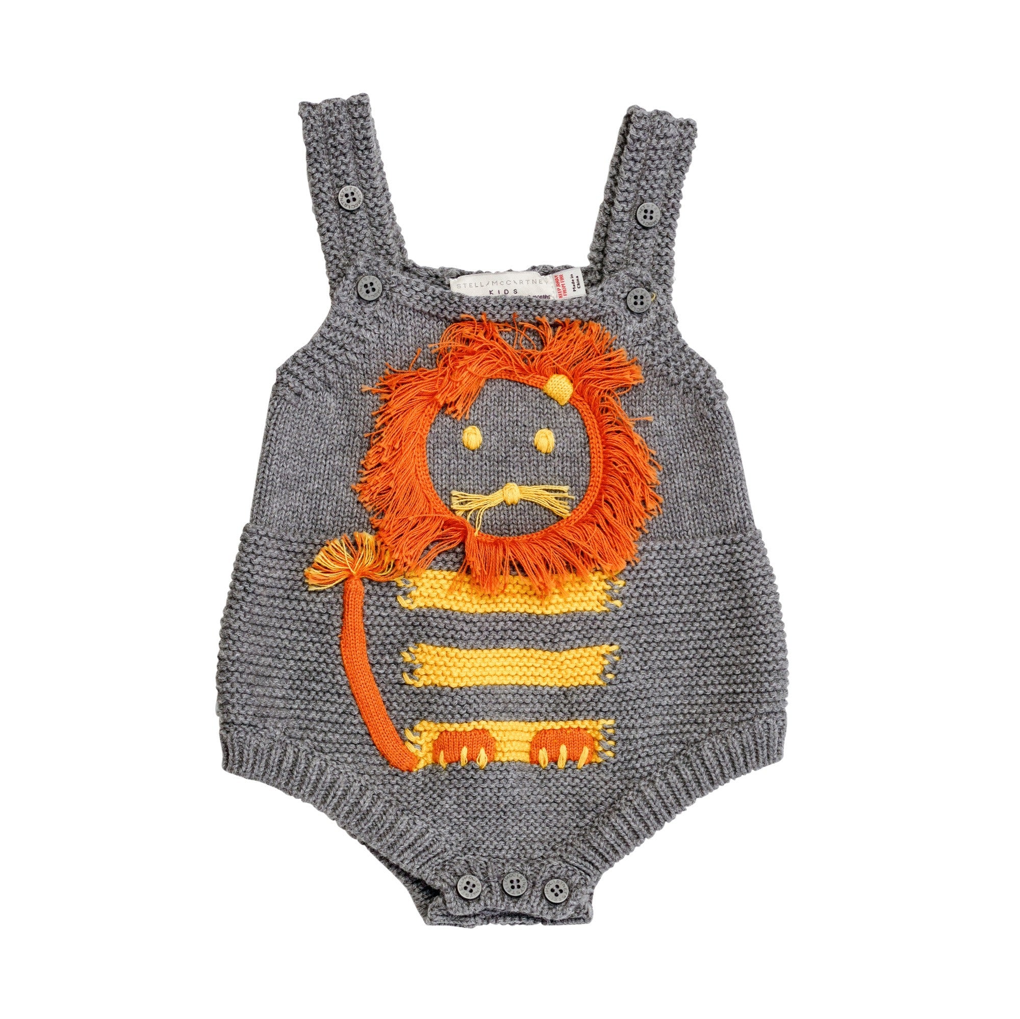 Baby Pale Grey Embroidered Lion Trims Bodysuit - CÉMAROSE | Children's Fashion Store