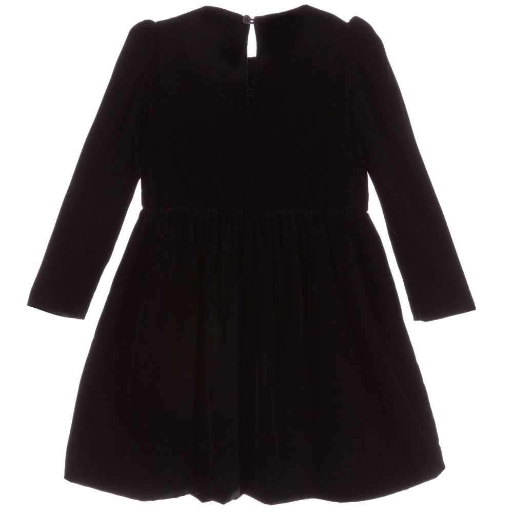 Girls Black Velvet Dress