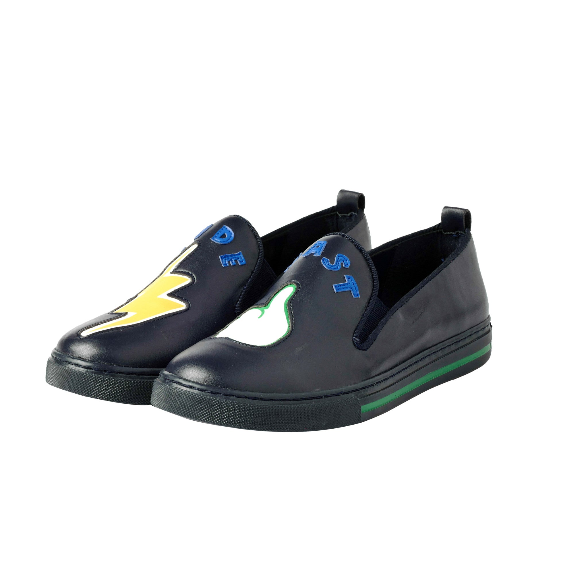 Girls Navy Blue Fancy Tris 'Leo' Slip-on Shoes - CÉMAROSE | Children's Fashion Store