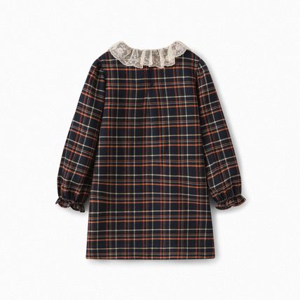Girls Navy Check Dress