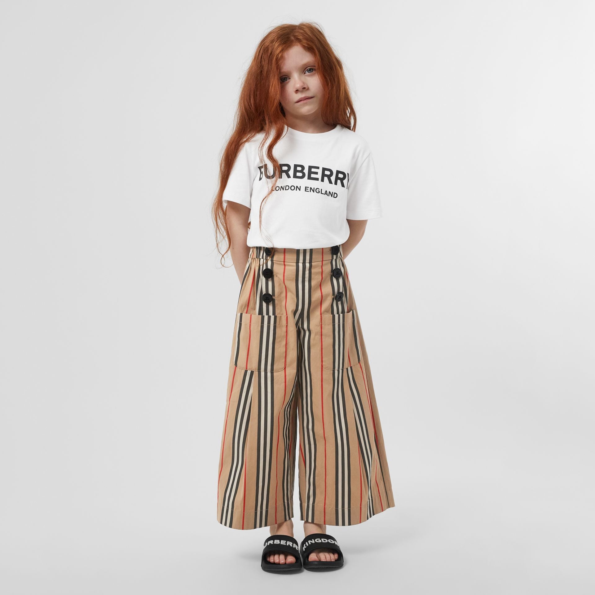 Girls White Logo Cotton T-shirt