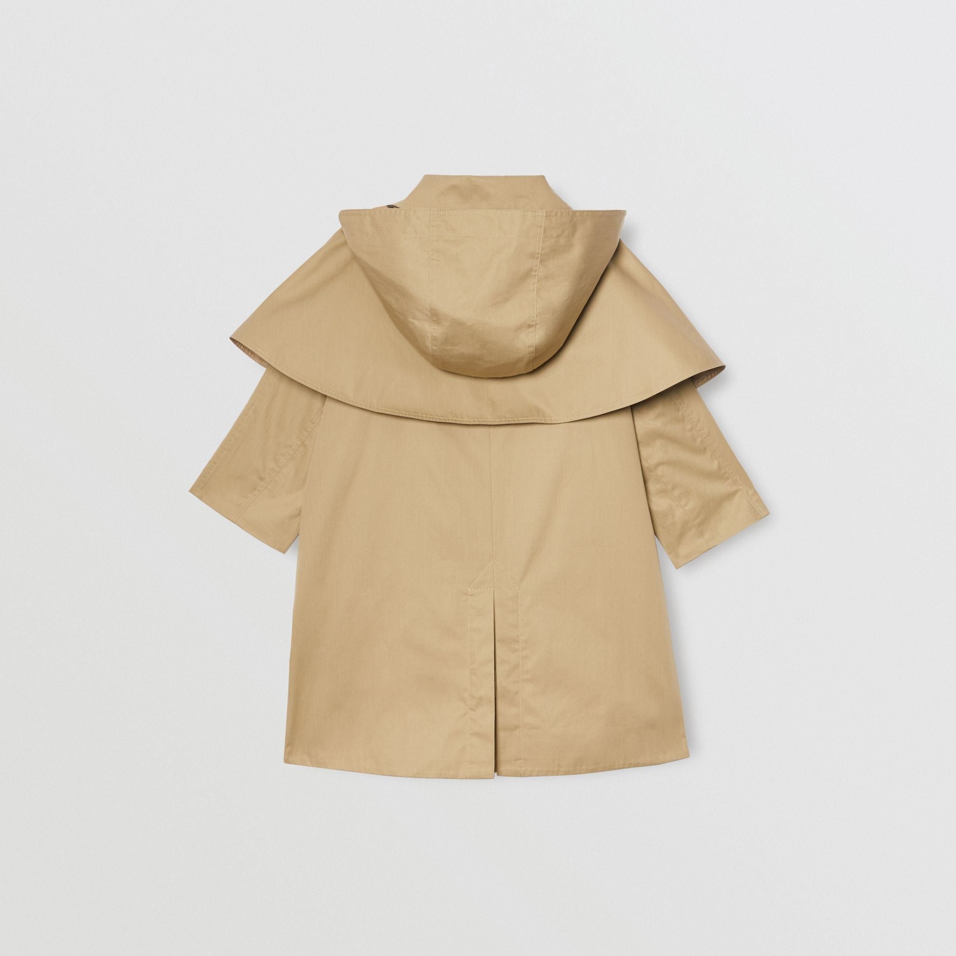 Girls Beige Hooded Cotton Coat