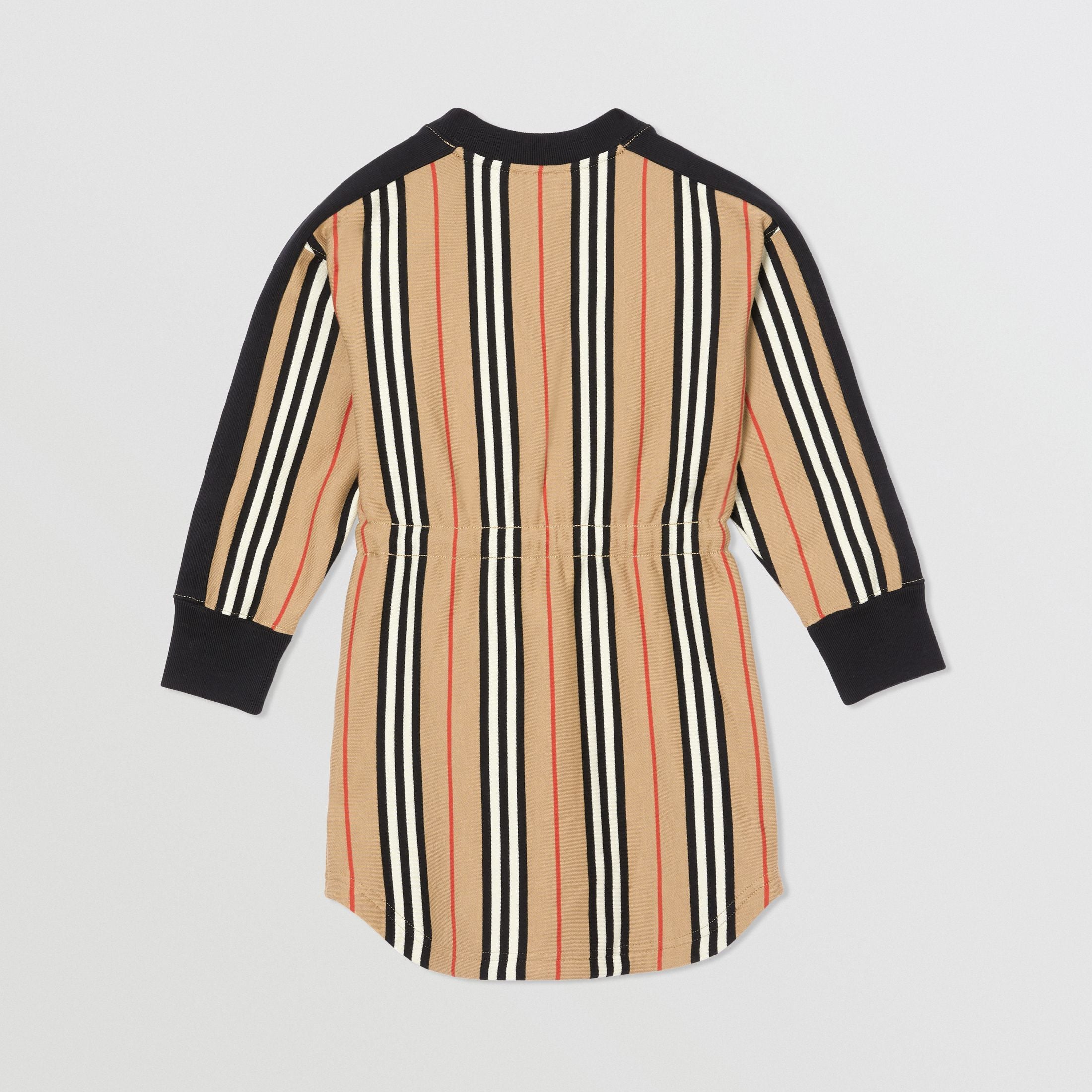 Girls Archive Beige Striped Cotton Dress