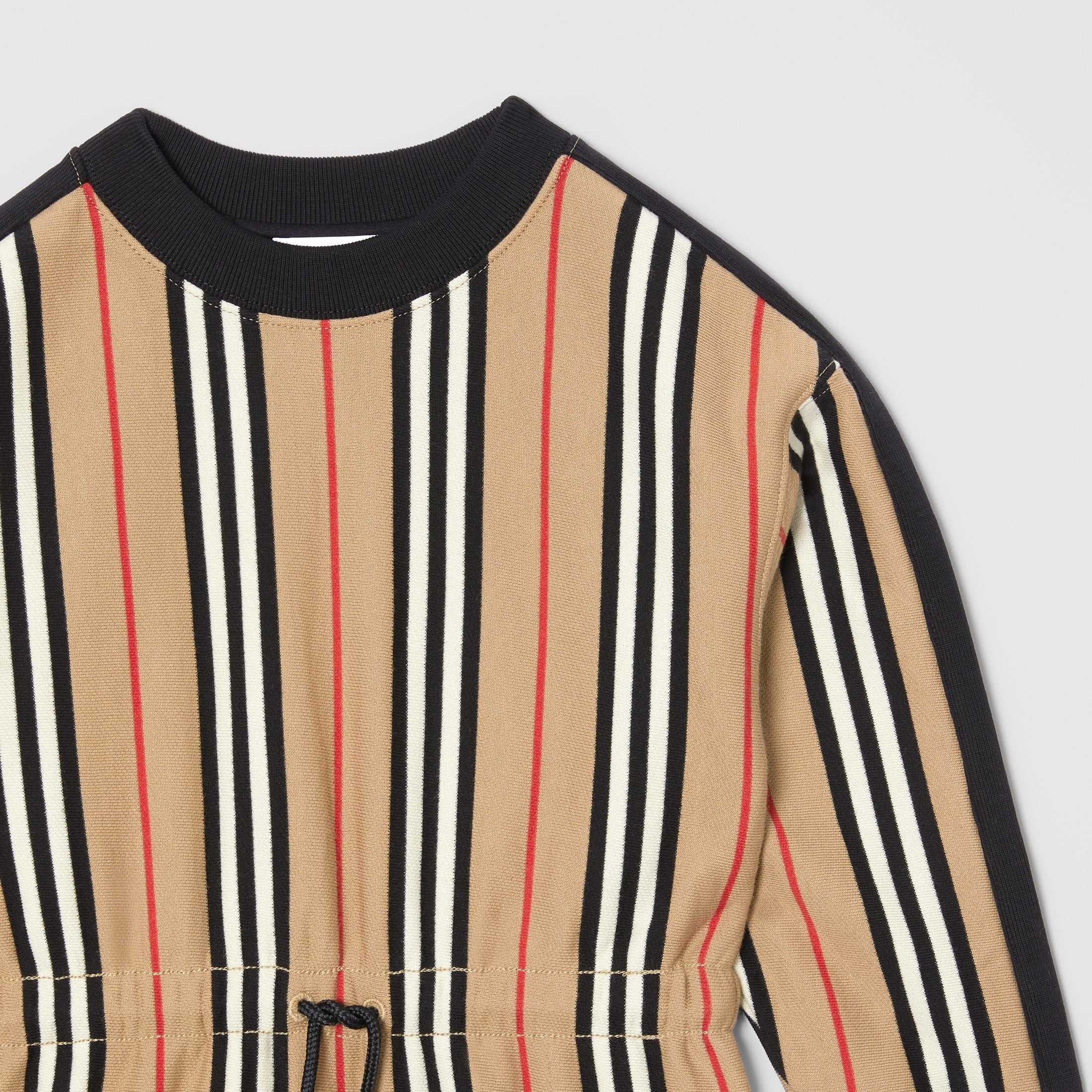 Girls Archive Beige Striped Cotton Dress