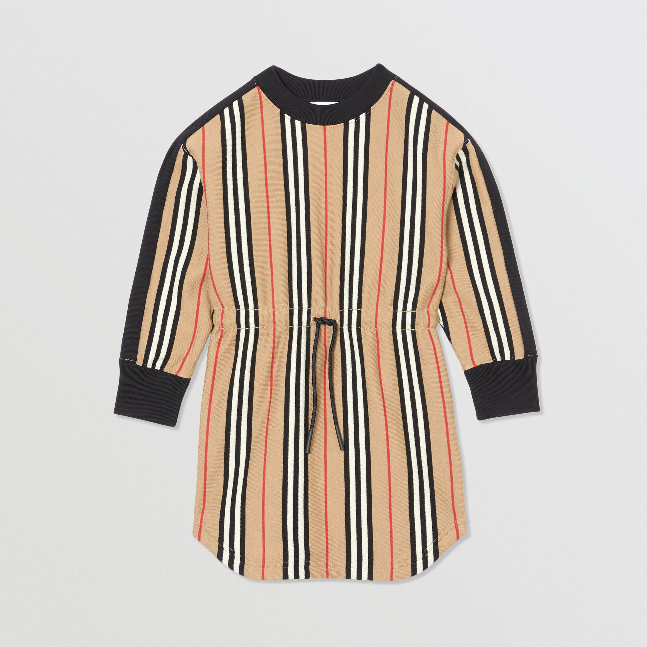 Girls Archive Beige Striped Cotton Dress