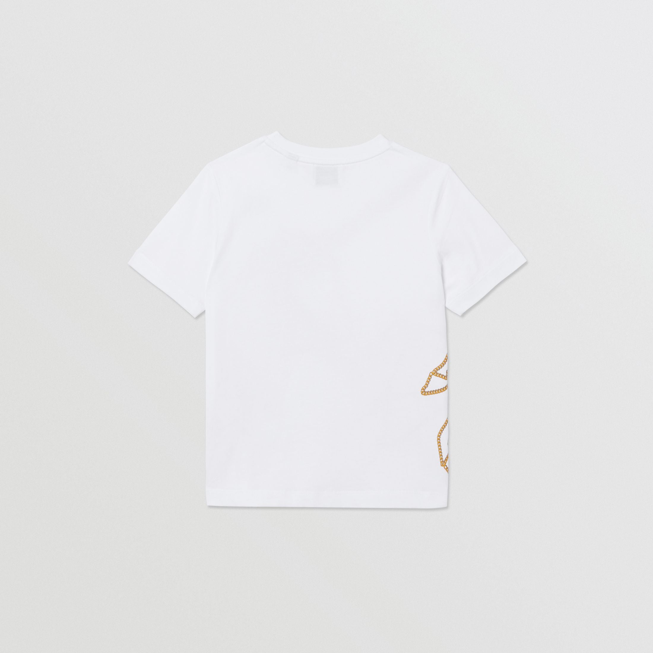 Girls White Pattern Cotton T-shirt