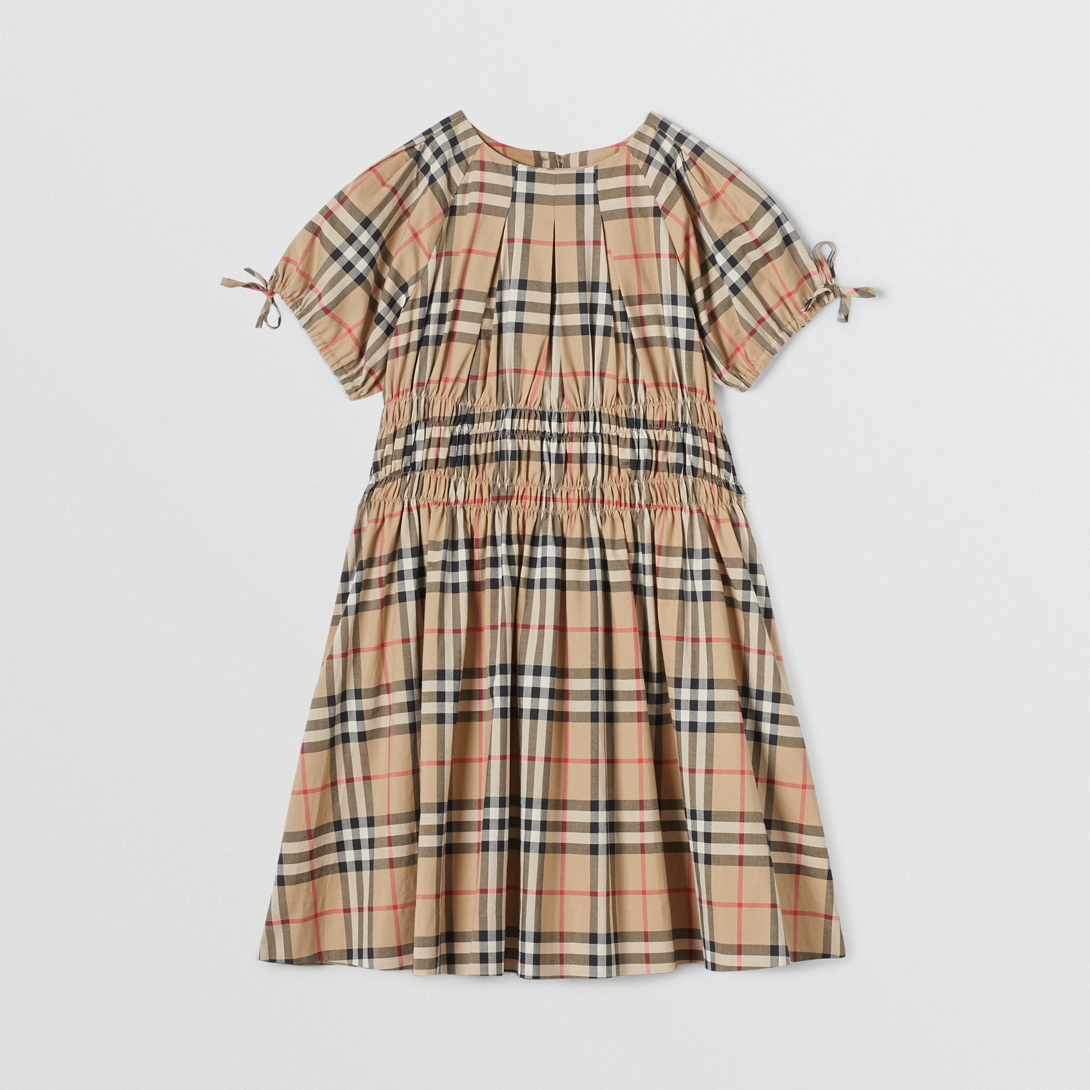 Girls Archive Beige Check Cotton Dress