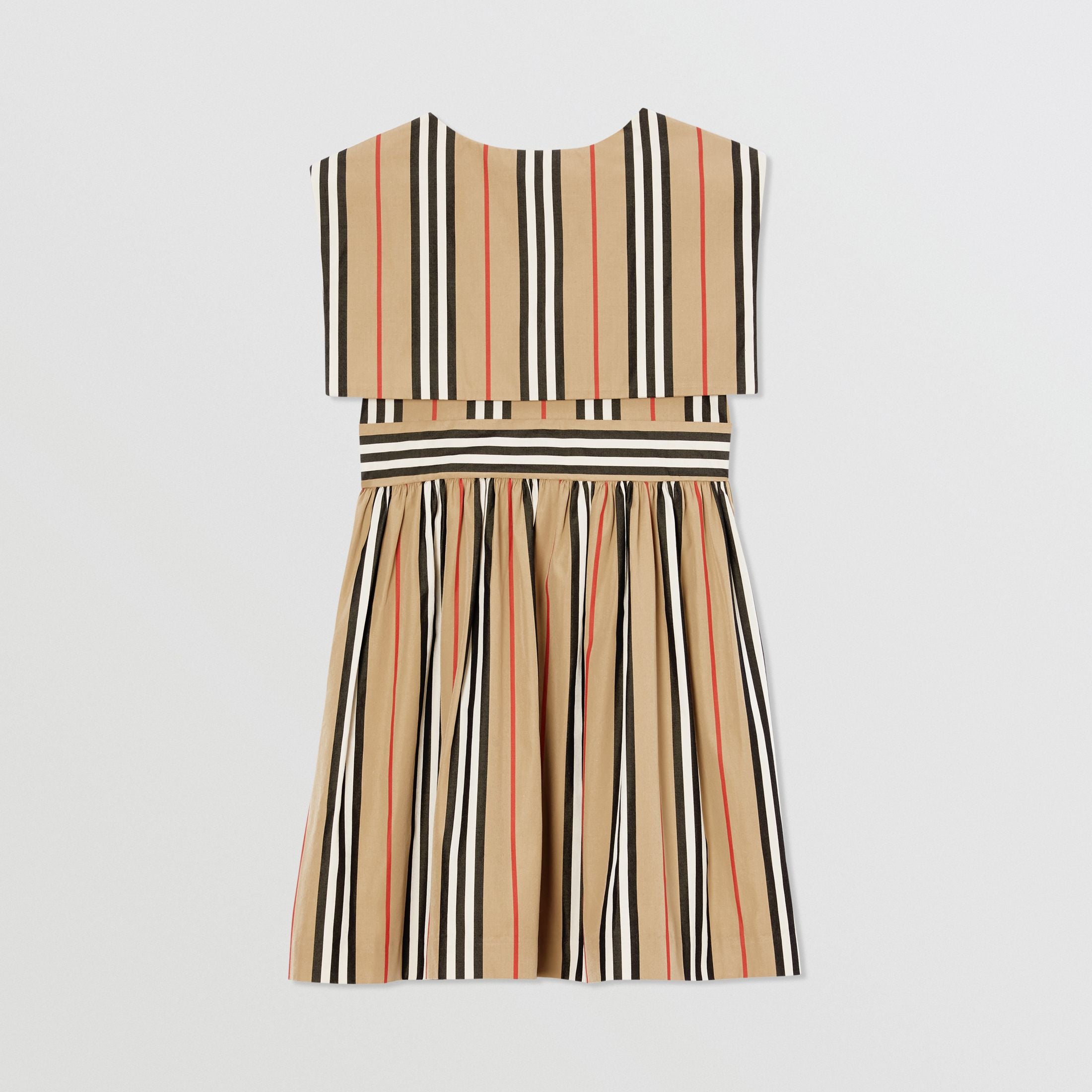 Girls Archive Beige Striped Cotton Dress