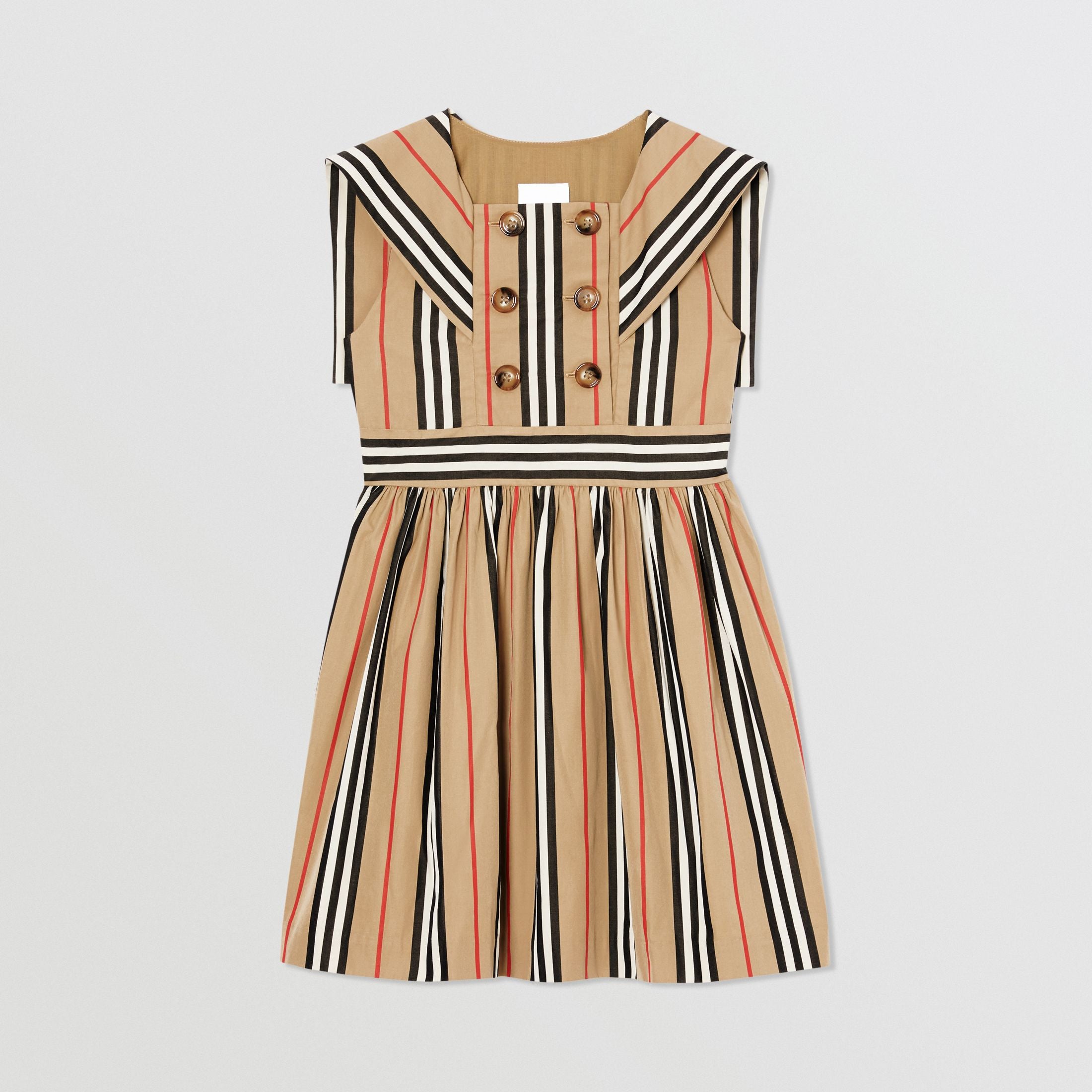 Girls Archive Beige Striped Cotton Dress